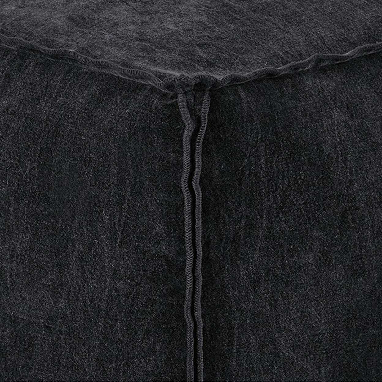 Cube Pouf With Cotton Velvet Cover, Black- Saltoro Sherpi