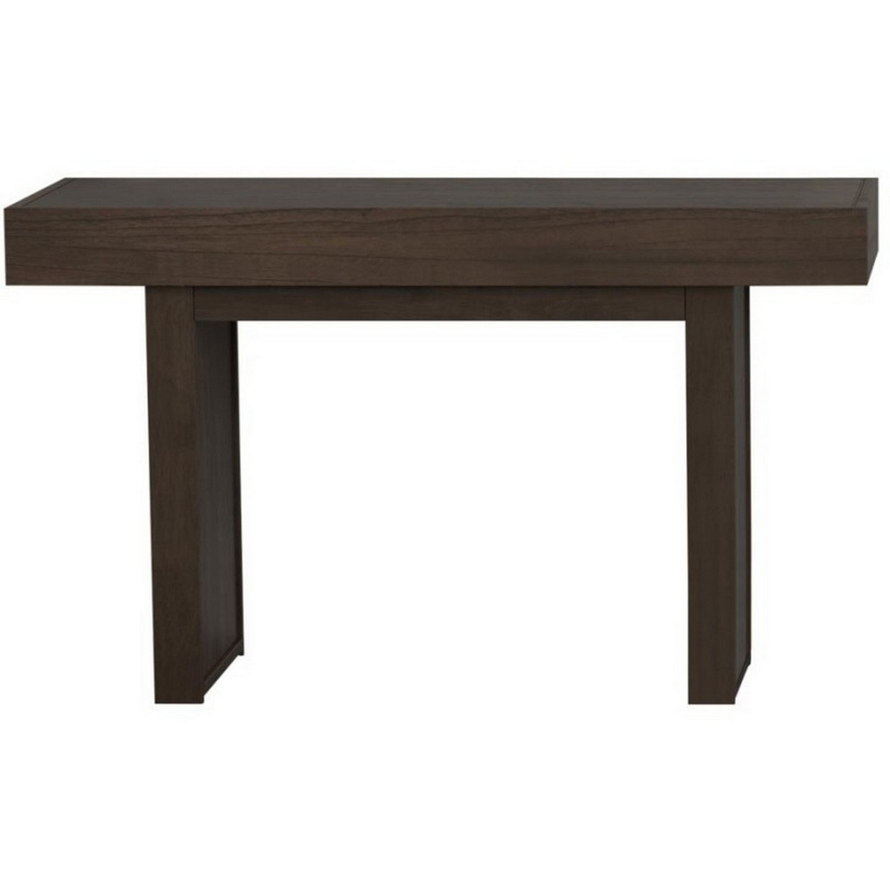 Rectangular Wooden Top Sofa Table With Side Panel Support, Taupe Gray- Saltoro Sherpi