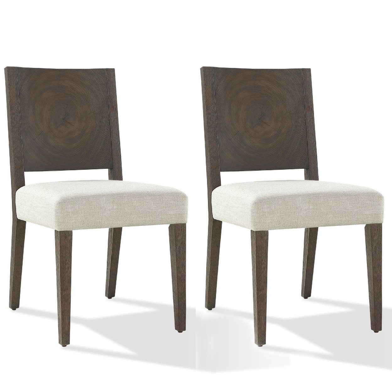 Lan 19 Inch Rubberwood Side Dining Chair, Upholstered, Set Of 2, Brown- Saltoro Sherpi