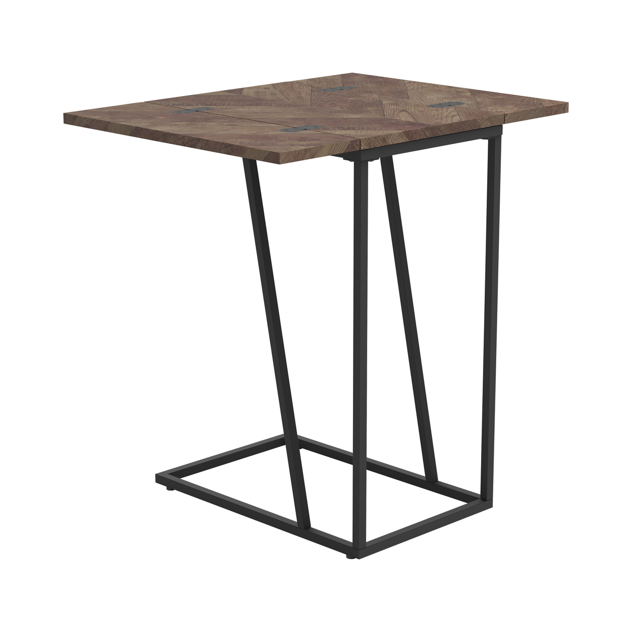 Accent Table Wooden Expandable Chevron Top, Brown- Saltoro Sherpi