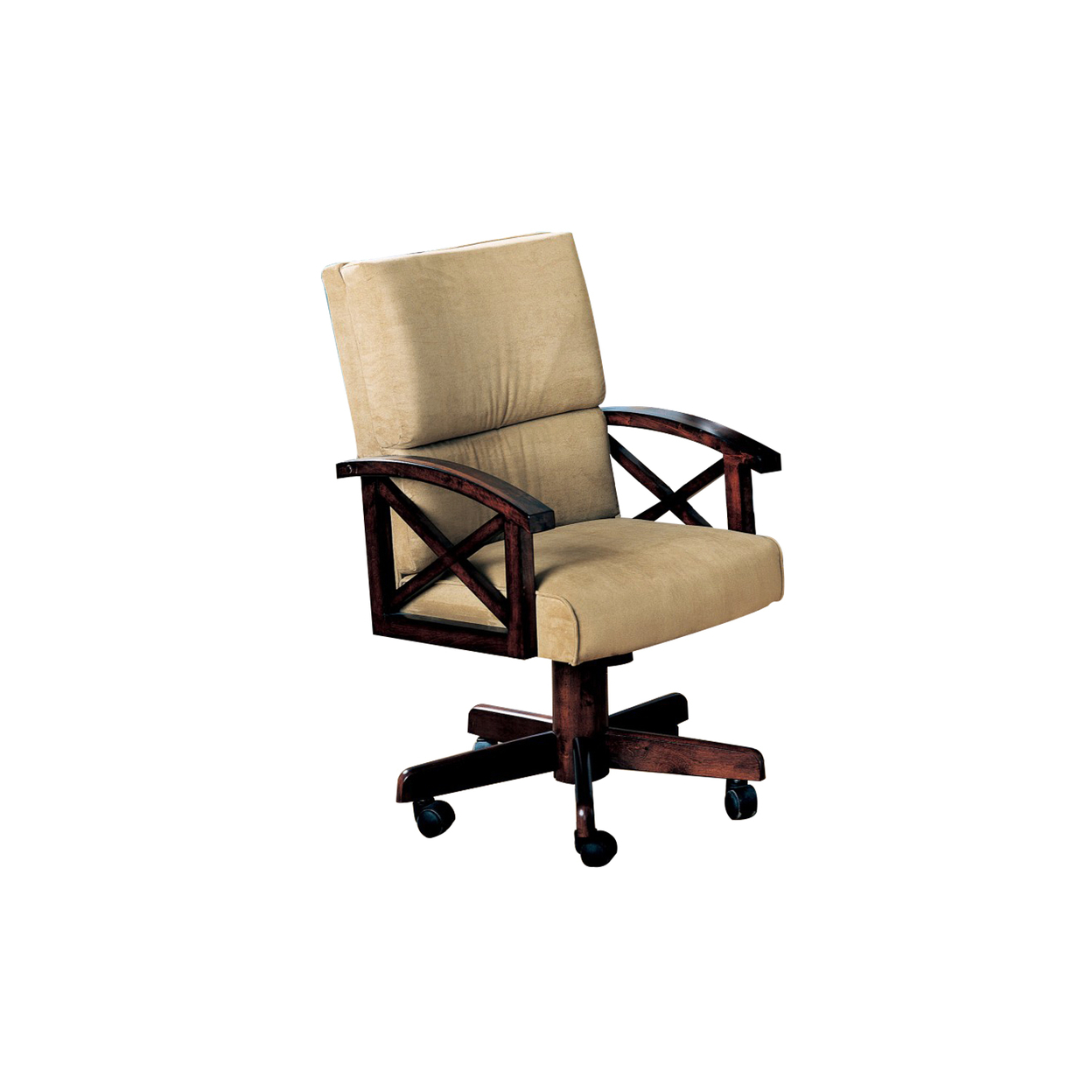 Snug Upholstered Arm Game Chair , Brown- Saltoro Sherpi