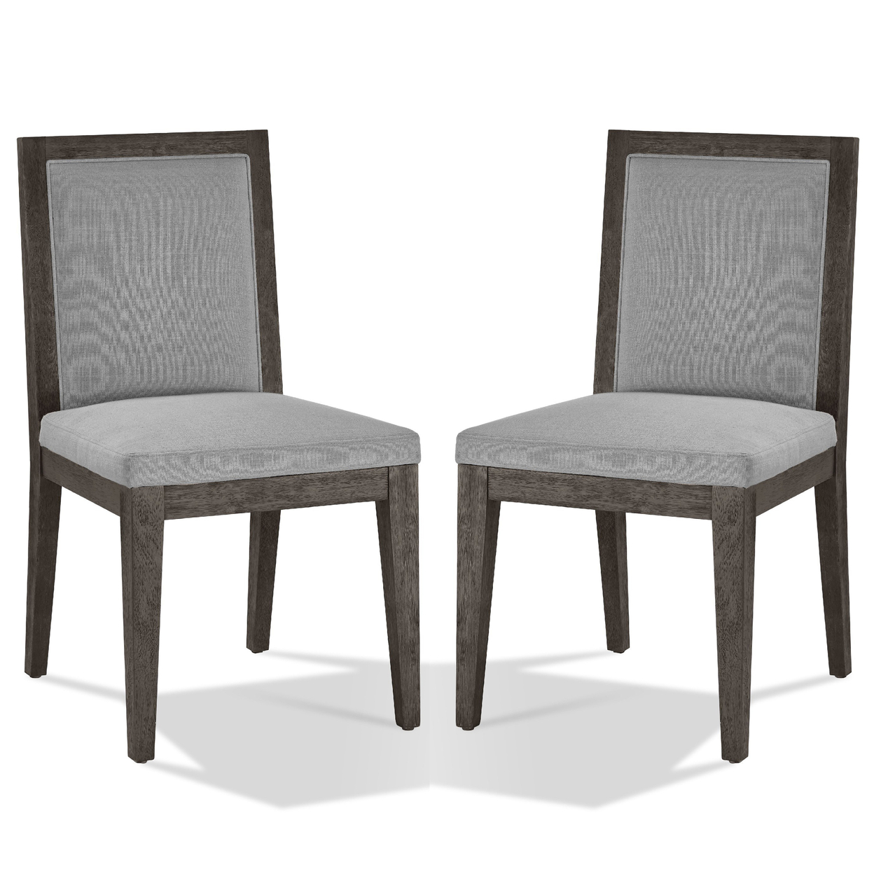 Mod 19 Inch Dining Chair,Solid Wood, Upholstered, Set Of 2, Ash Gray- Saltoro Sherpi