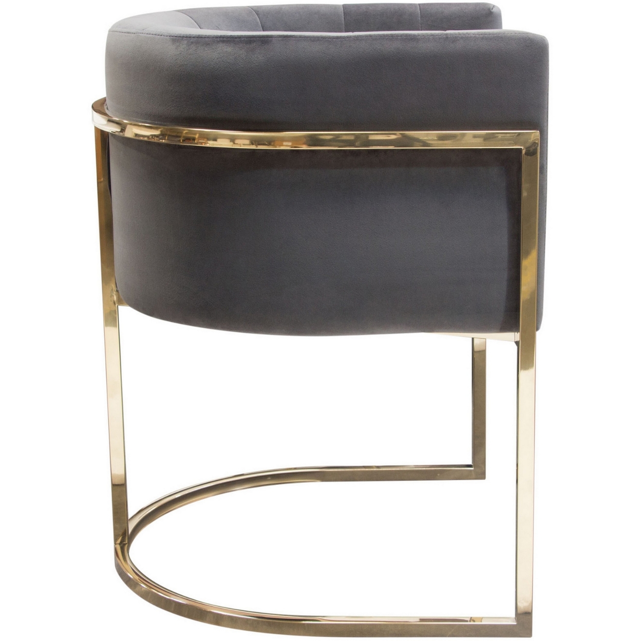 Meha 24 Inch Cantilever Dining Chair, Gray Velvet Upholstery, Gold Frame- Saltoro Sherpi