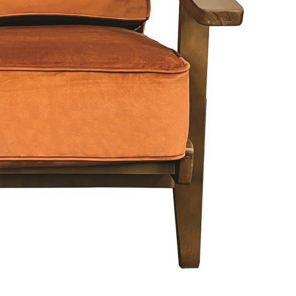 28 Inch Accent Armchair, Cushioned Seat And Back, Burnt Orange Upholstery- Saltoro Sherpi