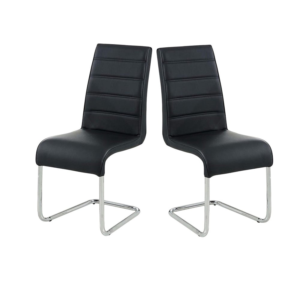 Mauna Contemporary Black Side Chair With Steel Tube, Black Finish, Set Of 2- Saltoro Sherpi