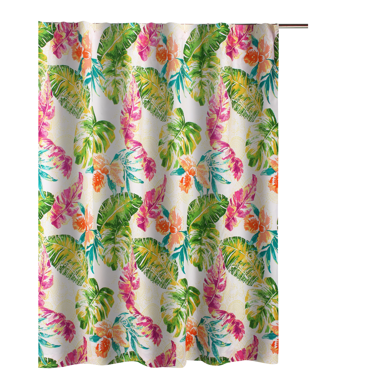 Porto 72 Inch Shower Curtain, Tropical Palm Leaves, Vibrant Blue And Green