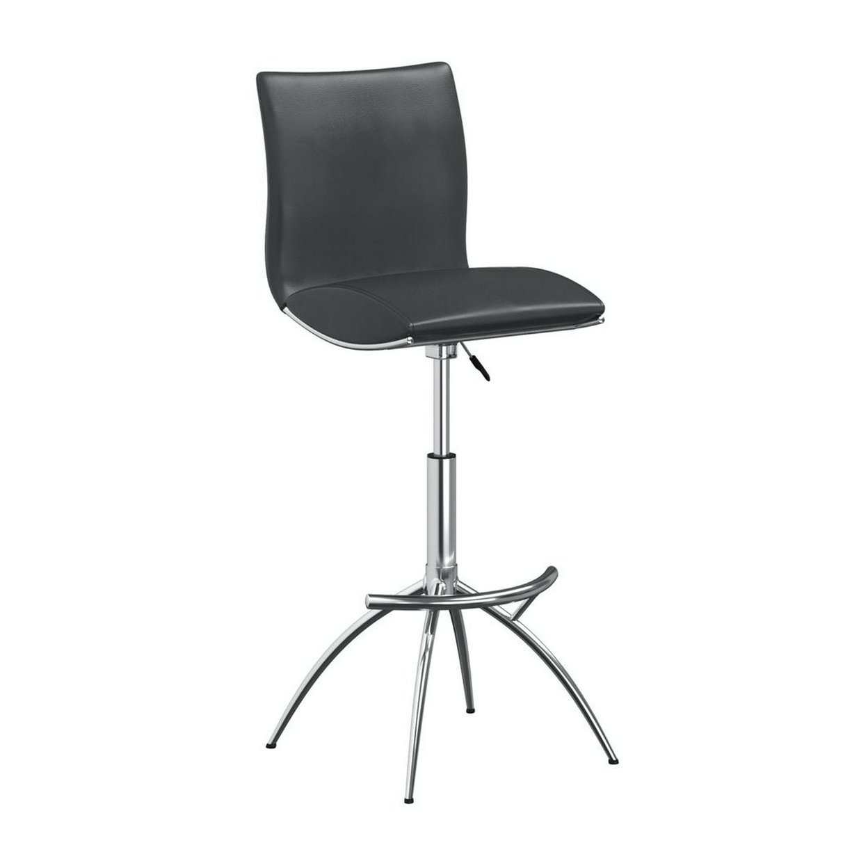 Deko 26-31 Inch Adjustable Height Barstool Chair, Set Of 2, Chrome, Gray Faux Leather - Saltoro Sherpi