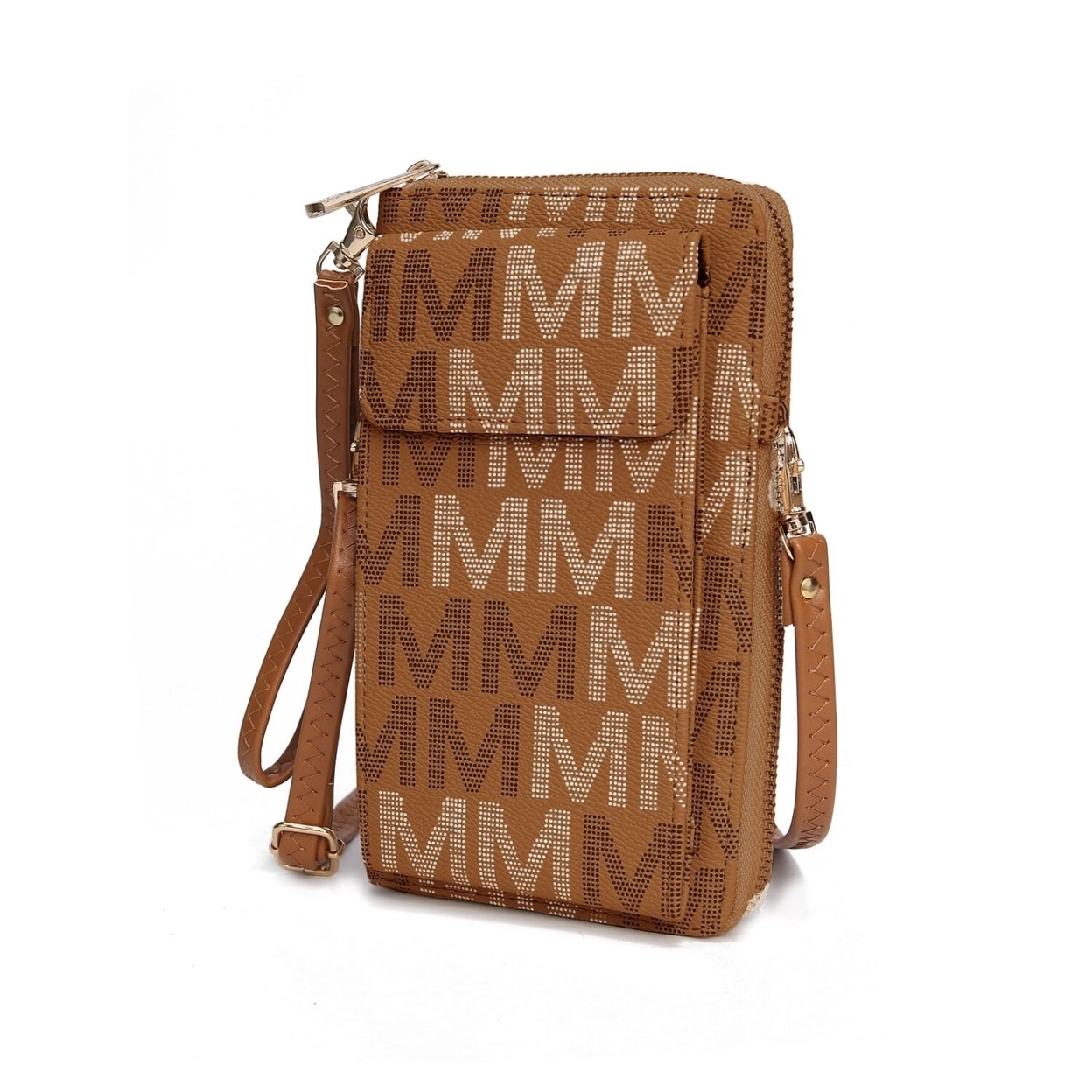 MKF Collection Cossetta Cell Phone Crossbody Handbag Wallet By Mia K. - Tan