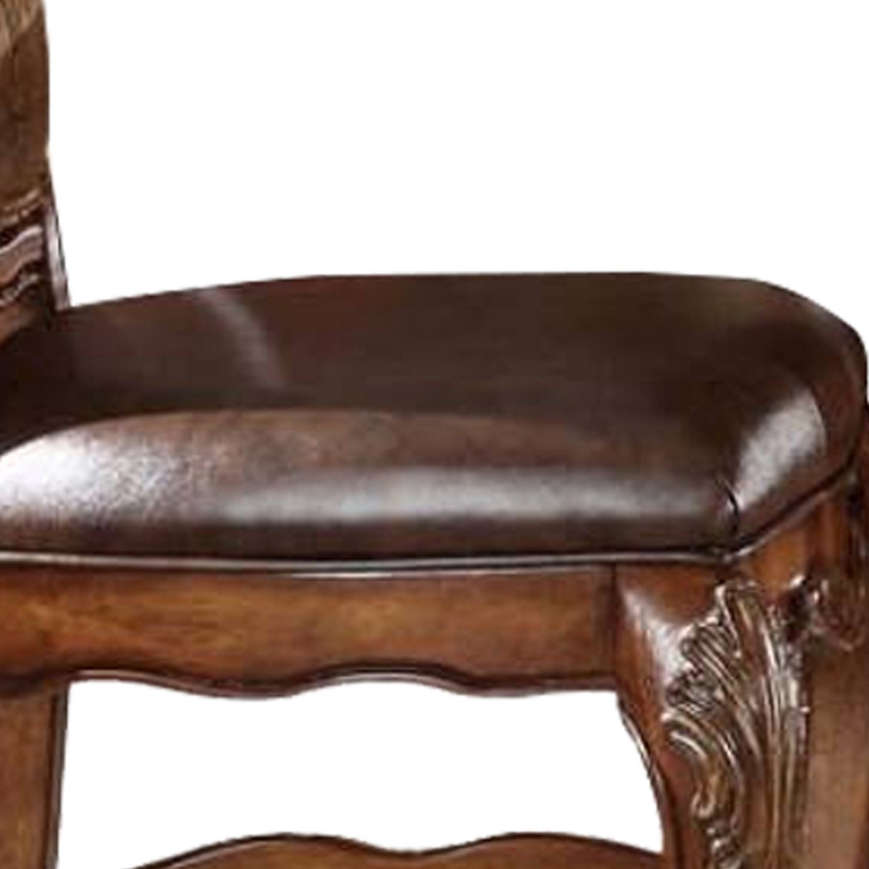 Wooden Counter Height Chair , Cherry Oak Brown, Set Of 2- Saltoro Sherpi