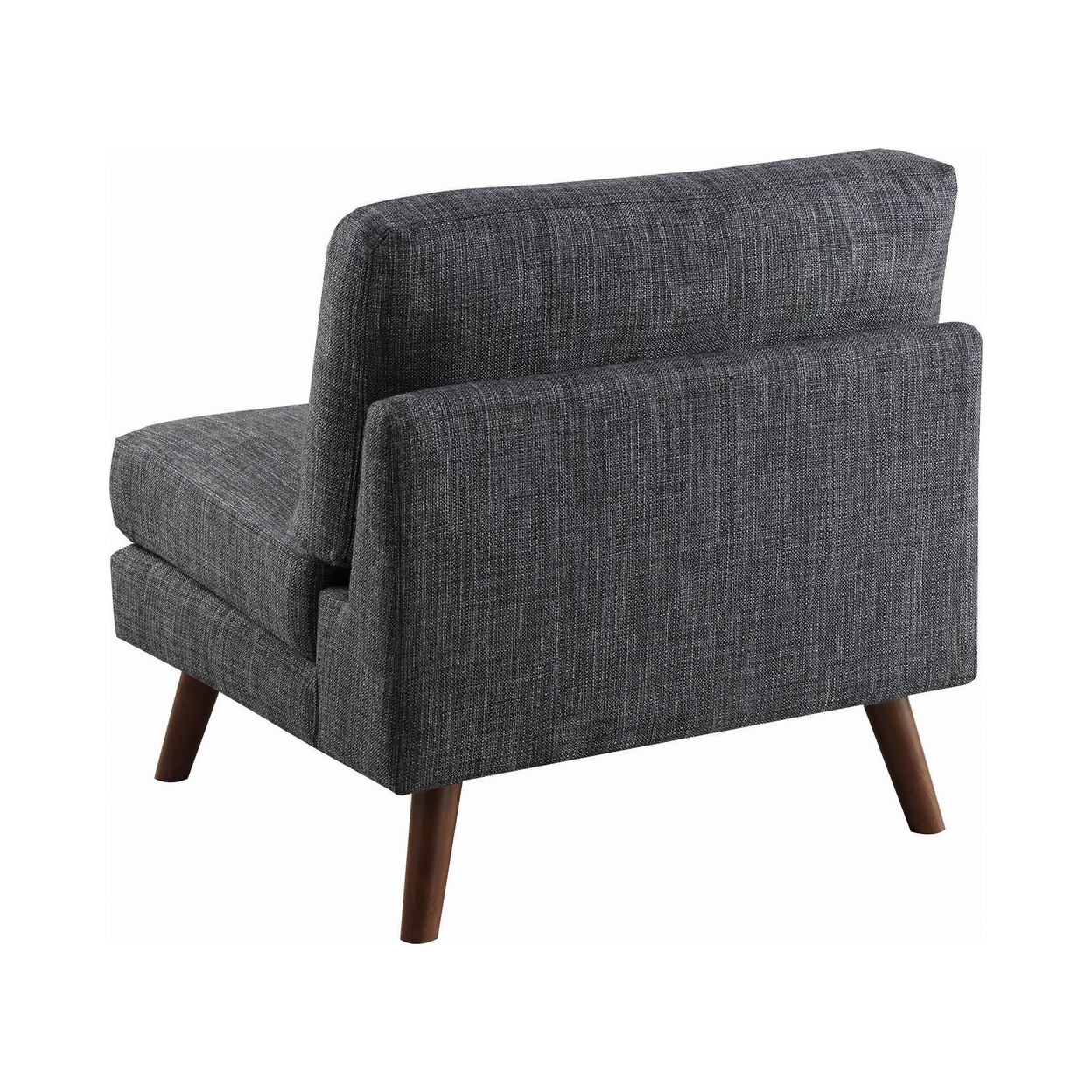 Mid Century Style Fabric Armless Chair With Splayed Legs, Dark Gray- Saltoro Sherpi