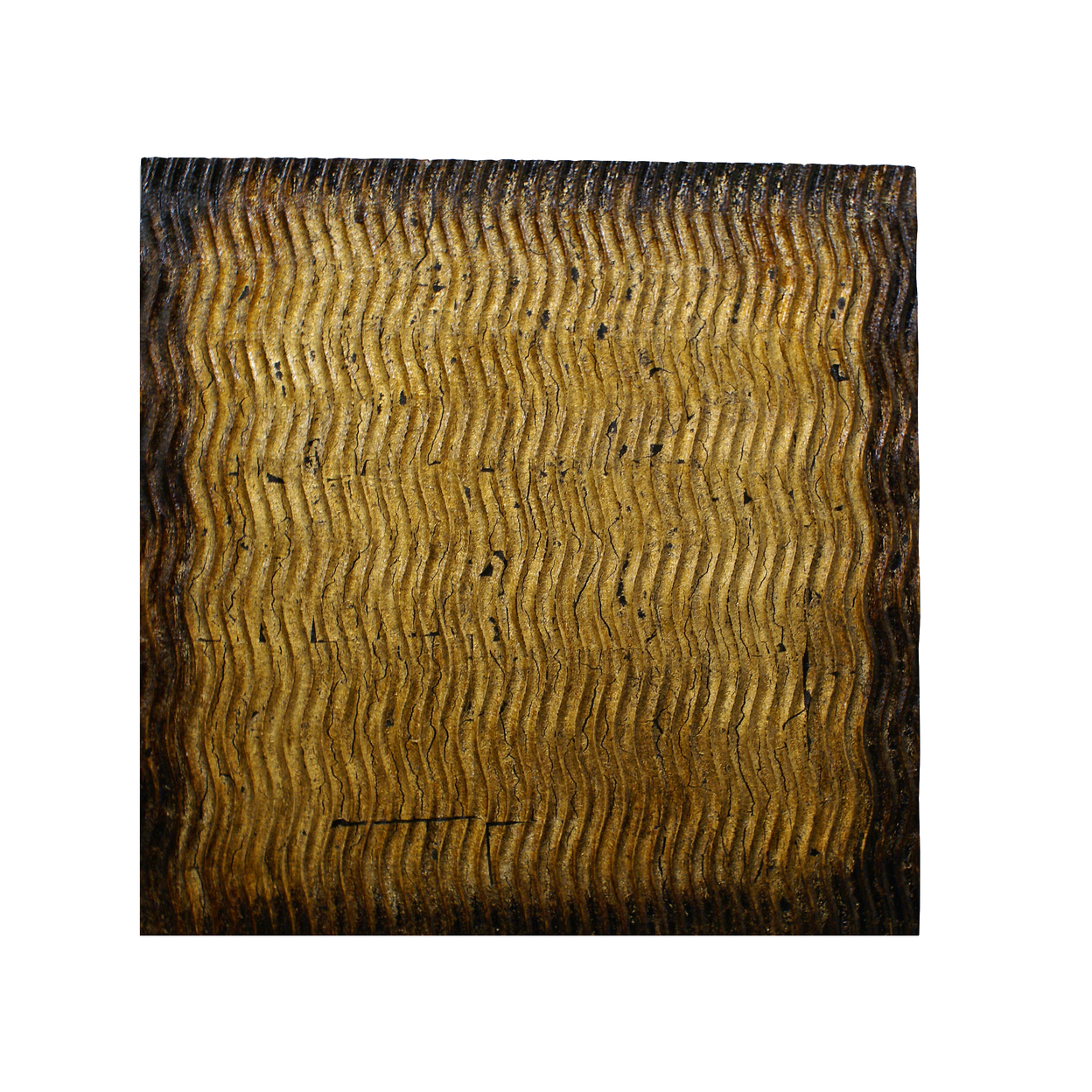 Modern Style Wood Wall Decor With Patterned Carving, Large, Gold & Brown- Saltoro Sherpi