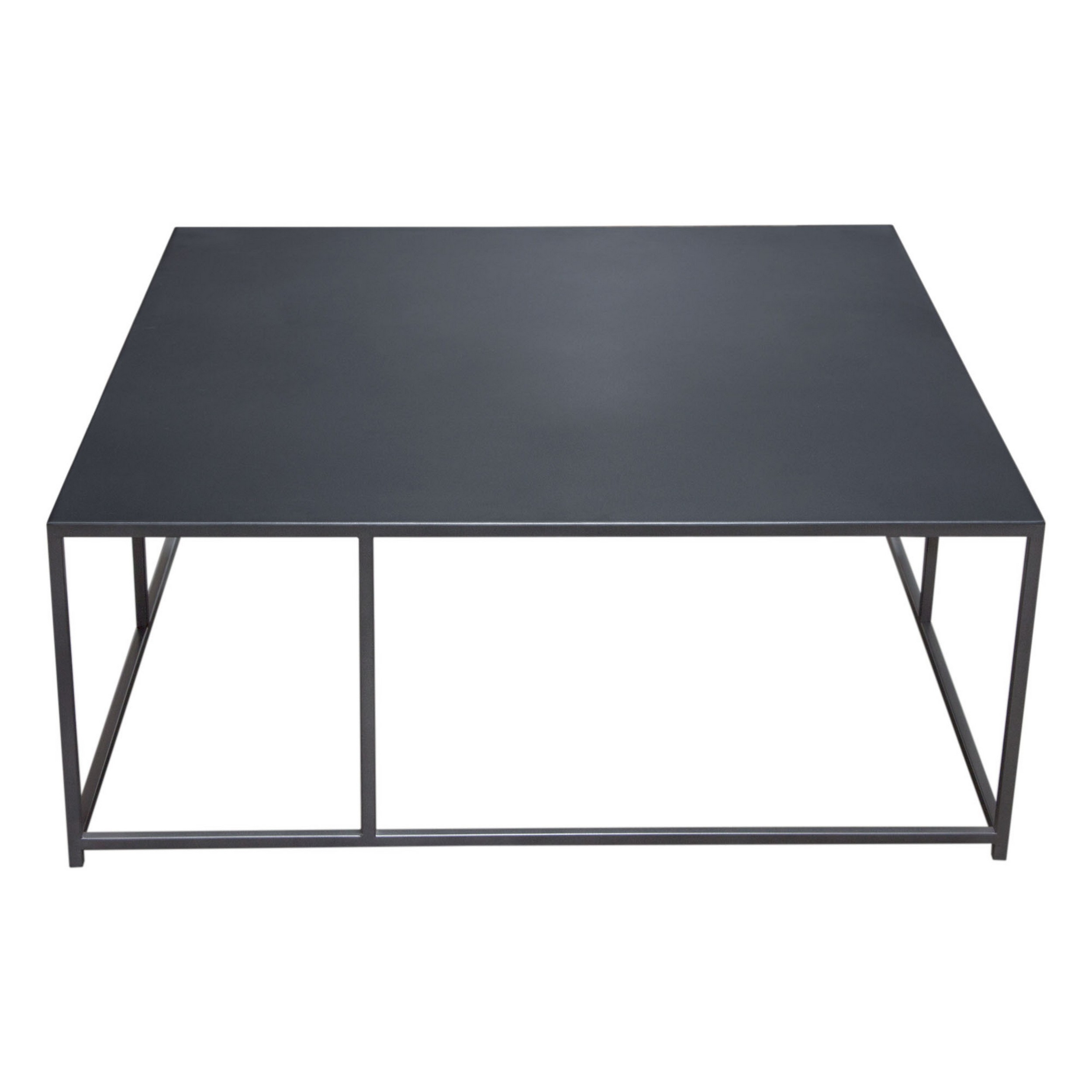 Lav 40 Inch Modern Coffee Table, Rectangular Top, Metal Frame, Dark Gray- Saltoro Sherpi