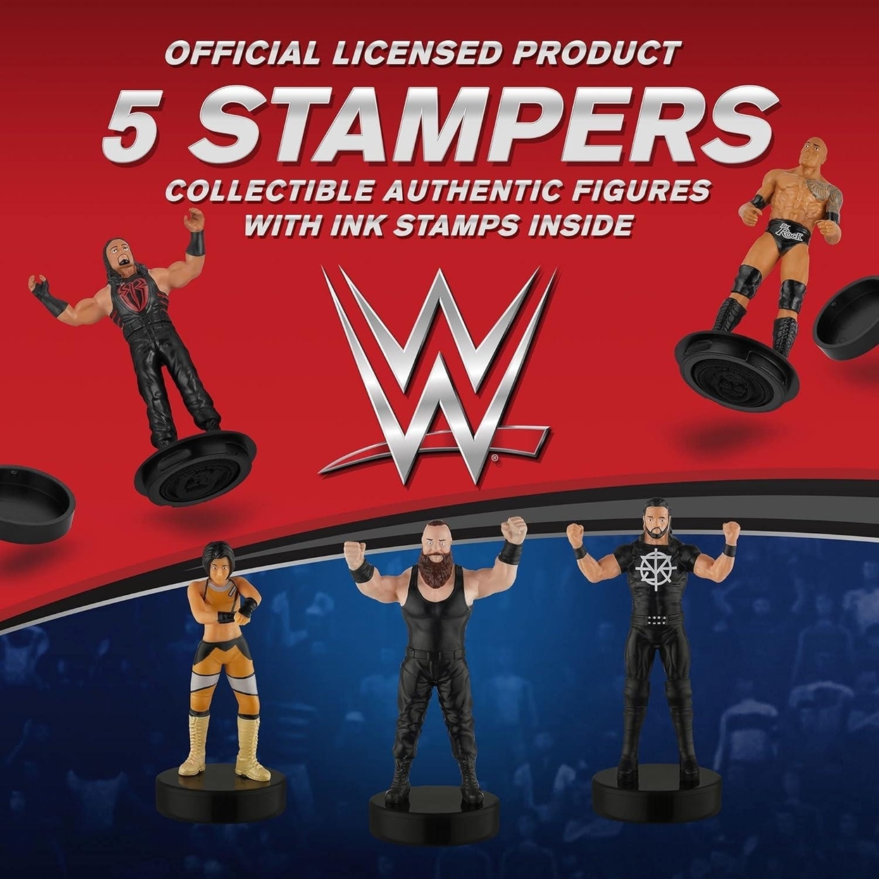 WWE Wrestler Superstar Stampers 5pk Kids Party Decor Character Figures Set PMI International