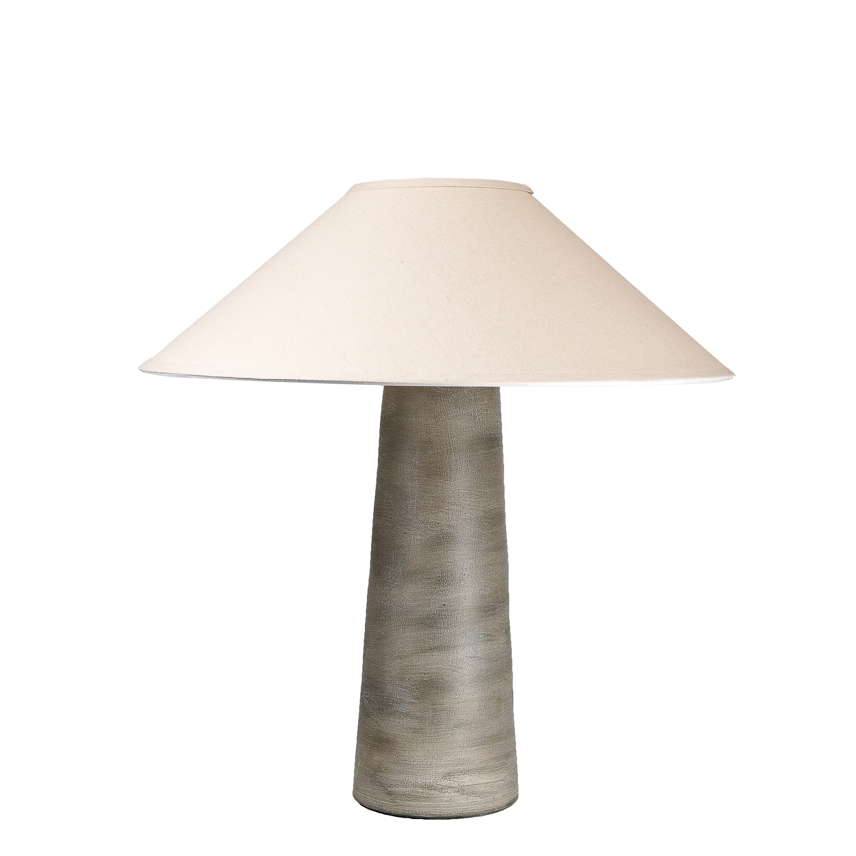 Bali 23 Inch Table Lamp, Classic Empire Shade, Cylinder Base, Smooth Gray - Saltoro Sherpi