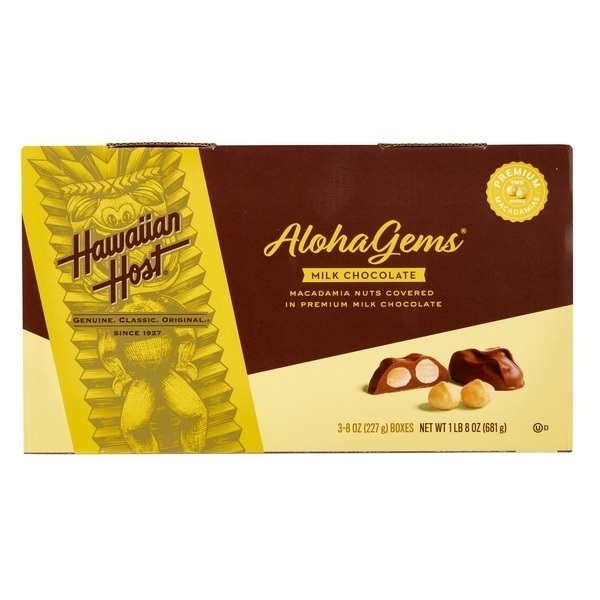 Hawaiian Host Aloha Gems Milk Chocolate Covered Macadamia Nuts, 8 Ounce (3 Pack)