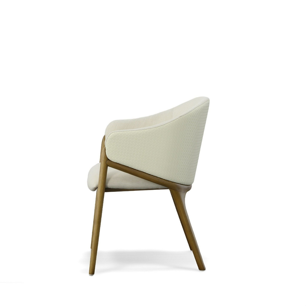 22 Inch Dining Chair, Cream Fabric Upholstery, Curved Backrest, Solid Wood- Saltoro Sherpi