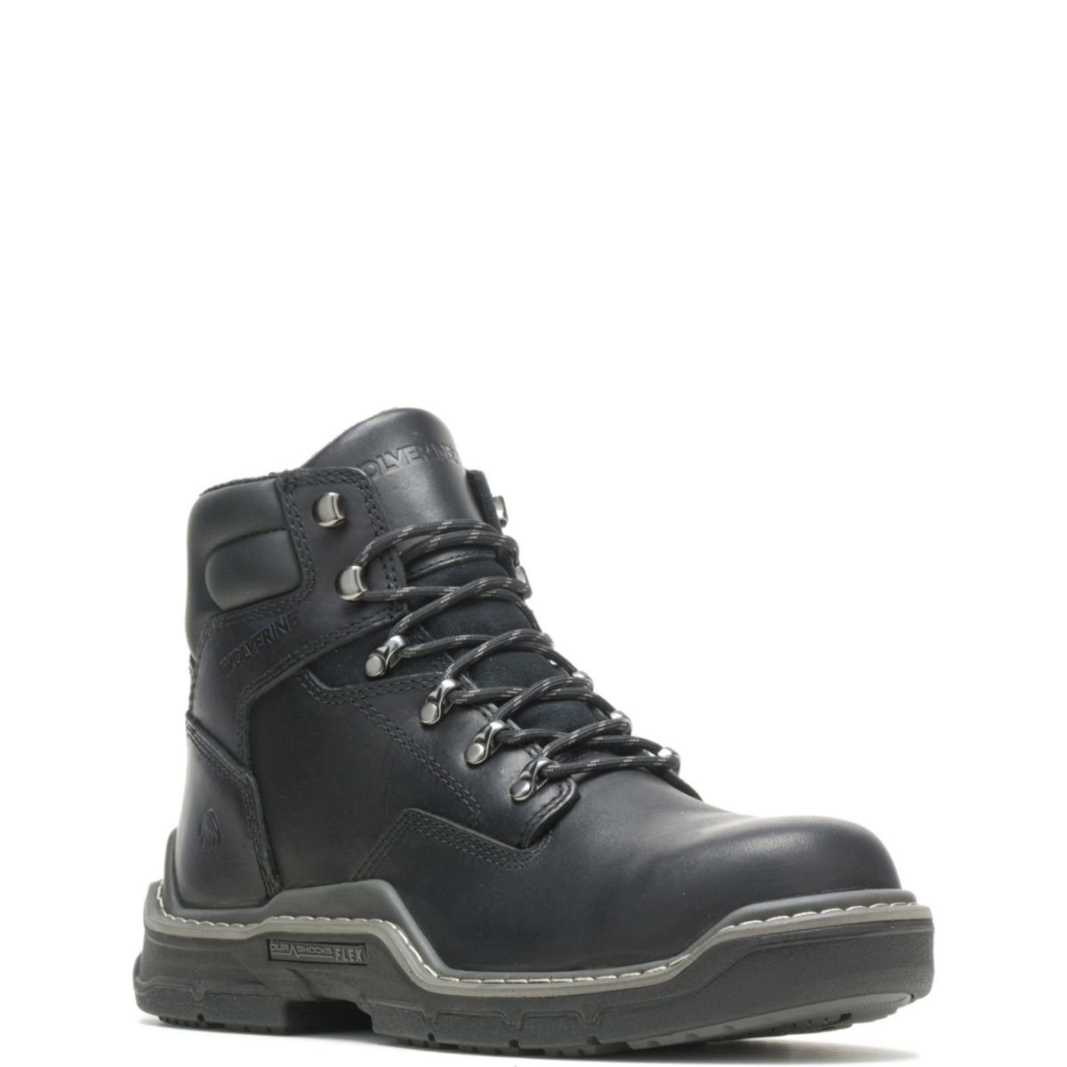 WOLVERINE Men's Raider 6 DuraShocksÂ® CarbonMAXÂ® Composite Toe Work Boot Black - W211100 BLACK - BLACK, 9