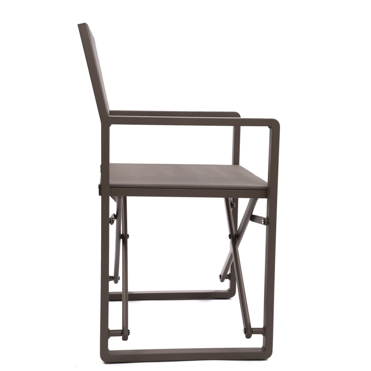 Metal Director Chair With X Shaped Braces, Set Of 2, Espresso Brown- Saltoro Sherpi