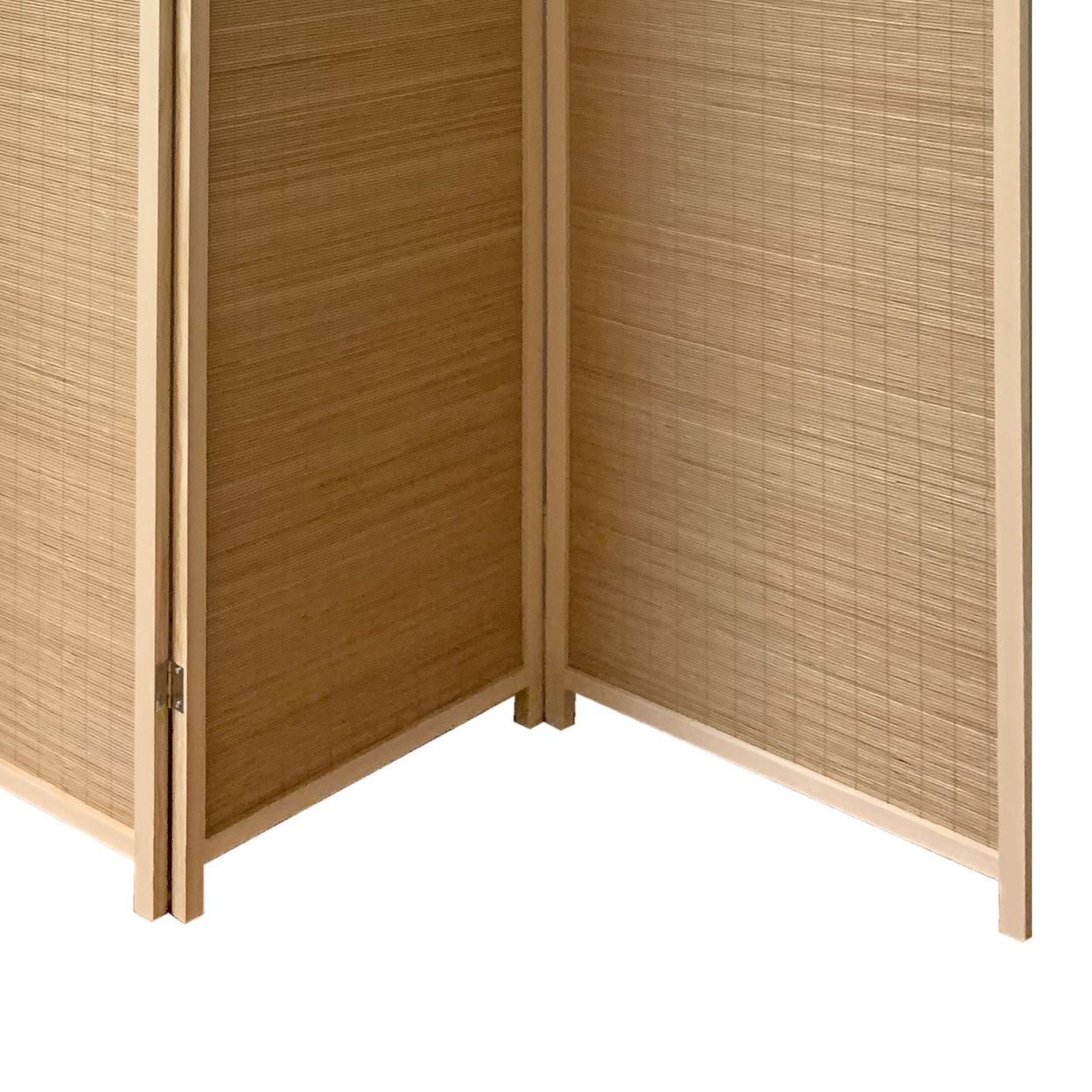 4 Panel Bamboo Shade Roll Room Divider, Natural Brown- Saltoro Sherpi