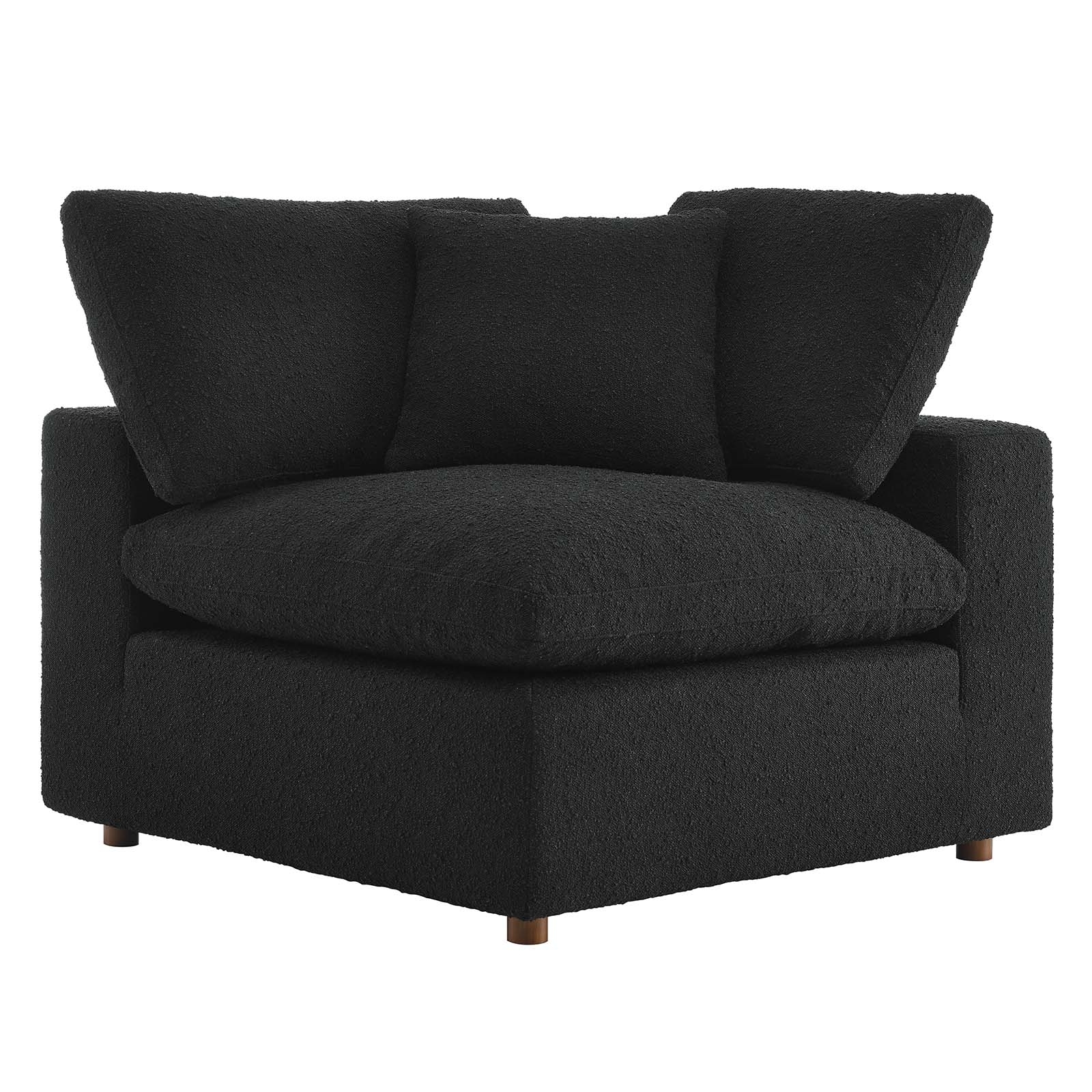 Commix Down Filled Overstuffed Boucle Fabric Corner Chair, Black