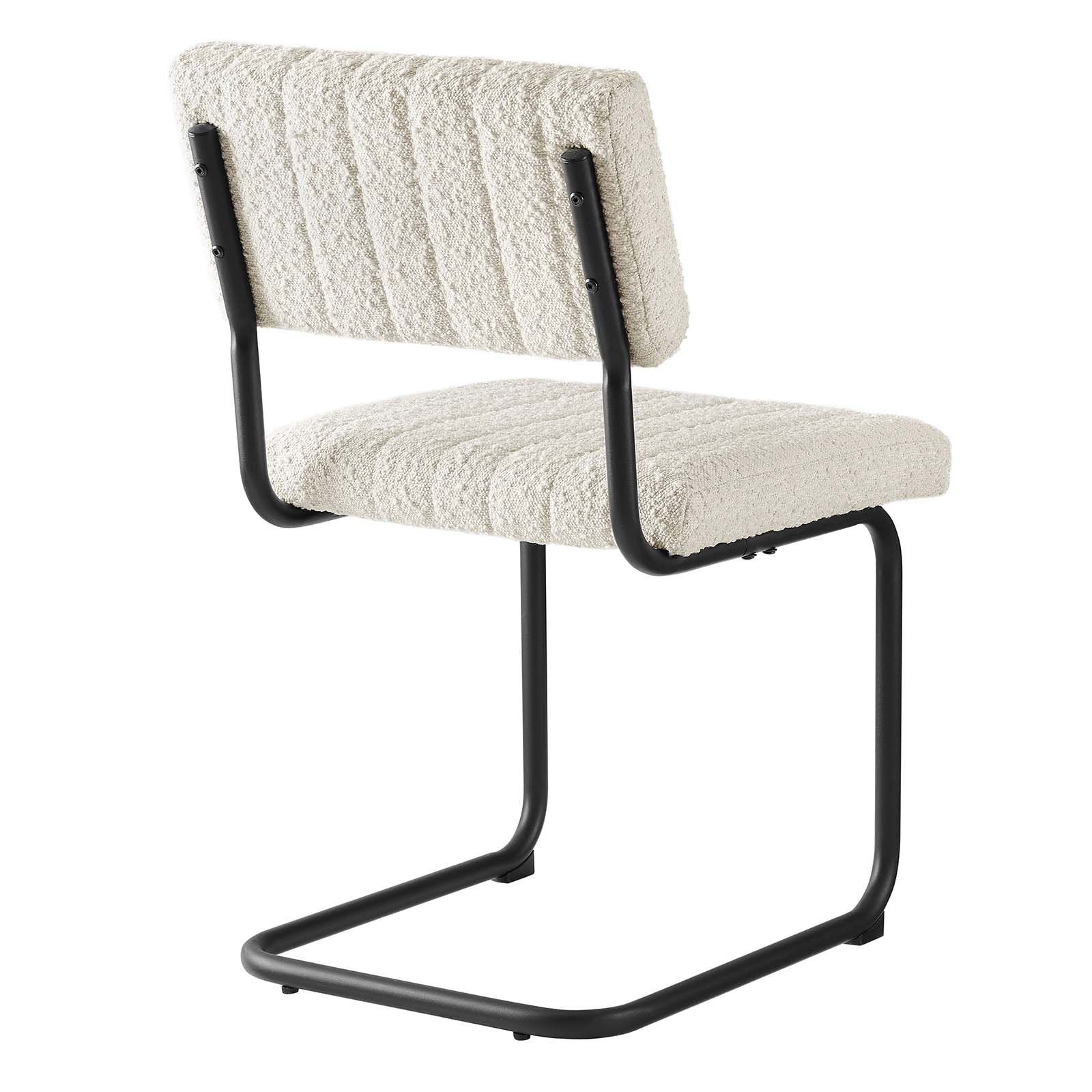 Parity Boucle Dining Side Chairs - Set Of 2, Black Ivory