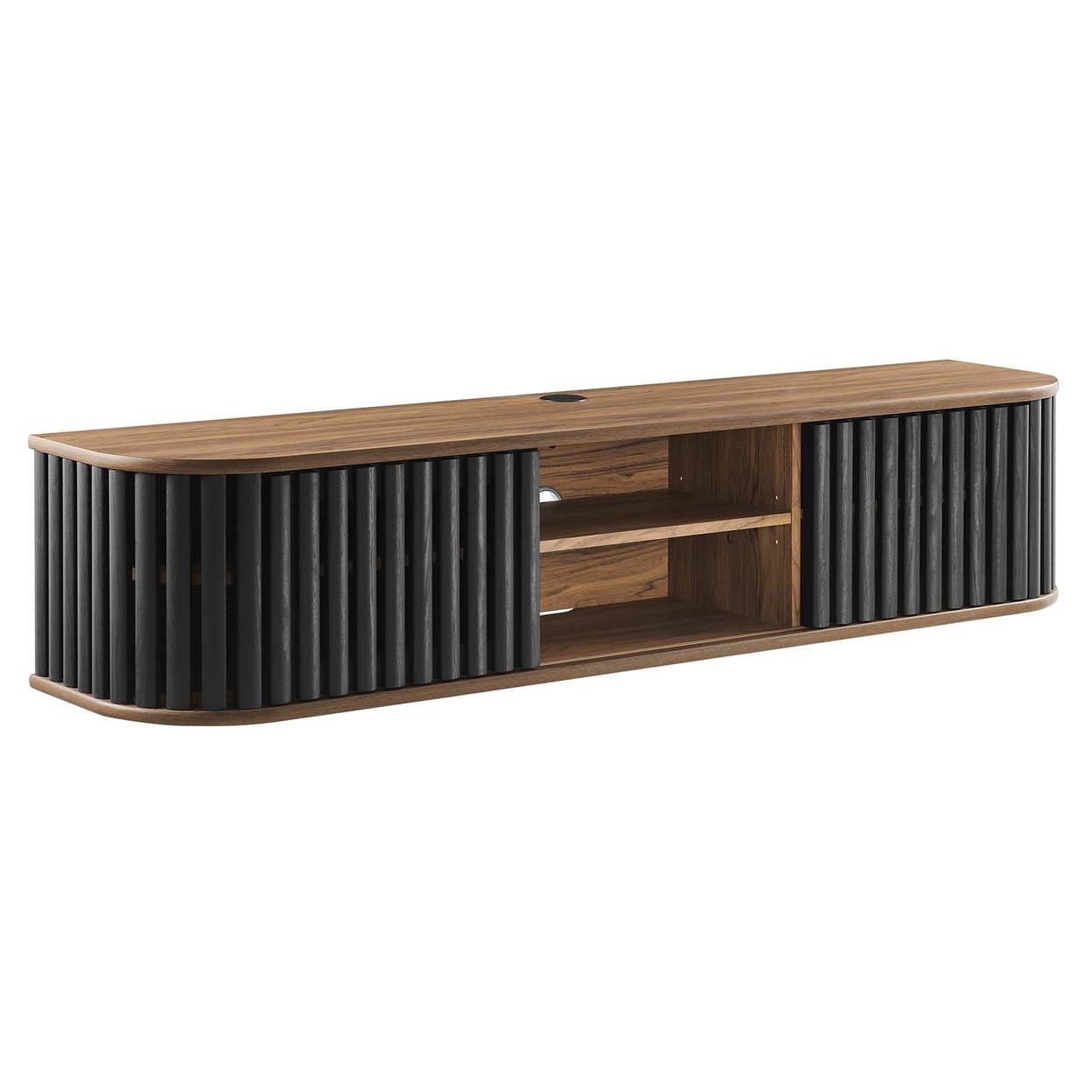 Fortitude 63 Wall-Mounted TV Stand, Walnut Black