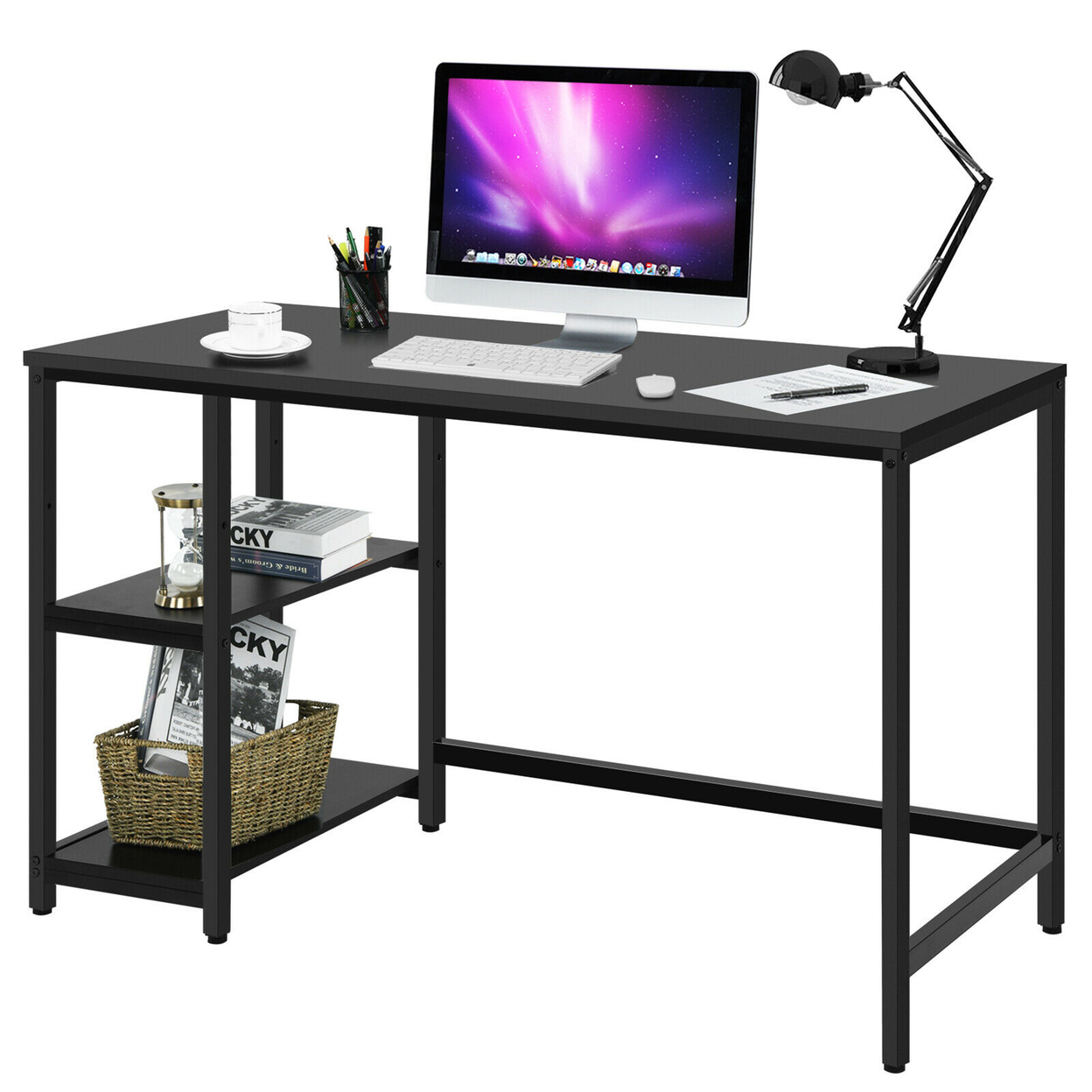 47''/55'' Computer Desk Office Study Table Workstation Home W/ Adjustable Shelf - Black, 47''