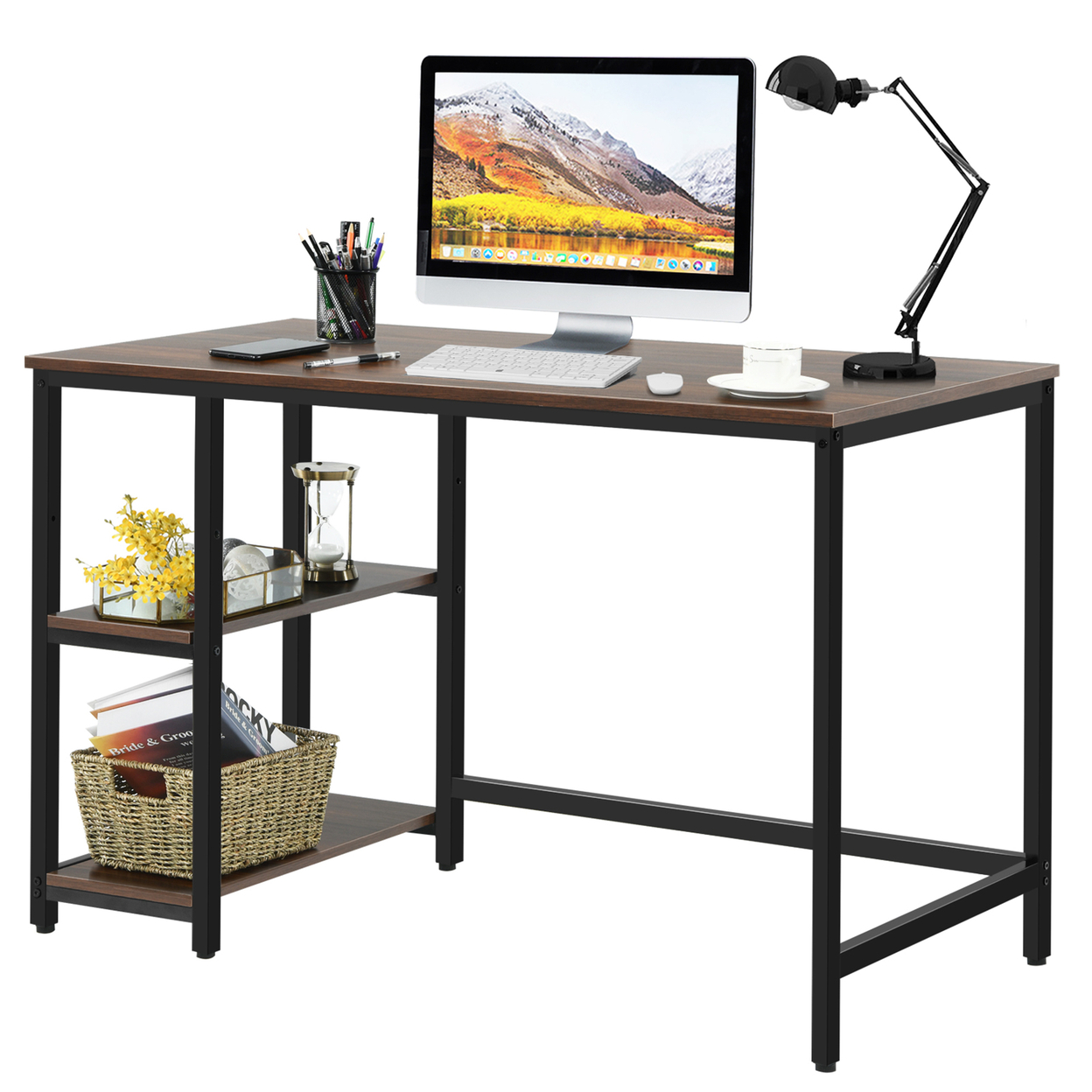 47''/55'' Computer Desk Office Study Table Workstation Home W/ Adjustable Shelf - Coffee, 47''