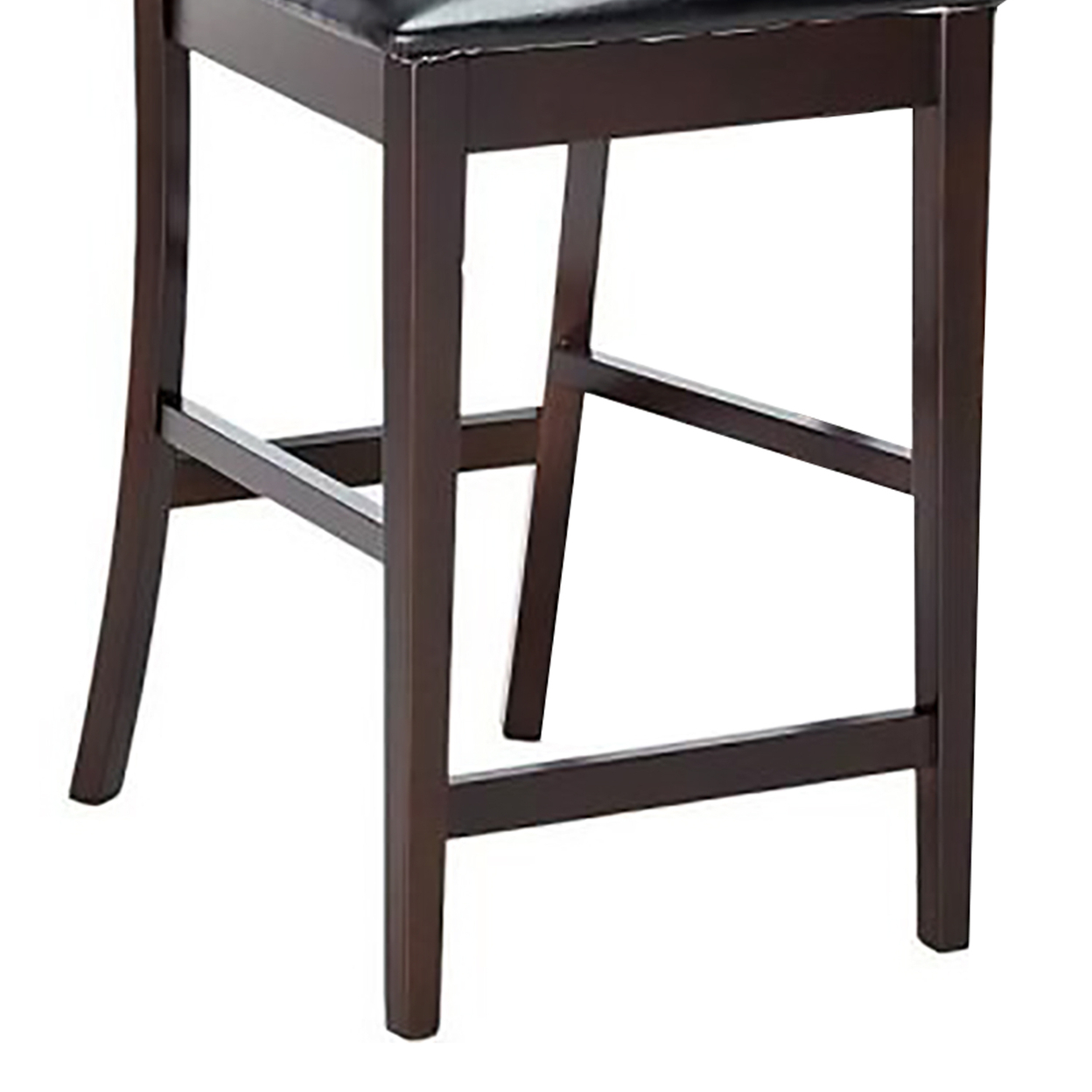 Counter Height Chair Vinyl Padded Seat & Back, Espresso Brown, Set Of 2- Saltoro Sherpi