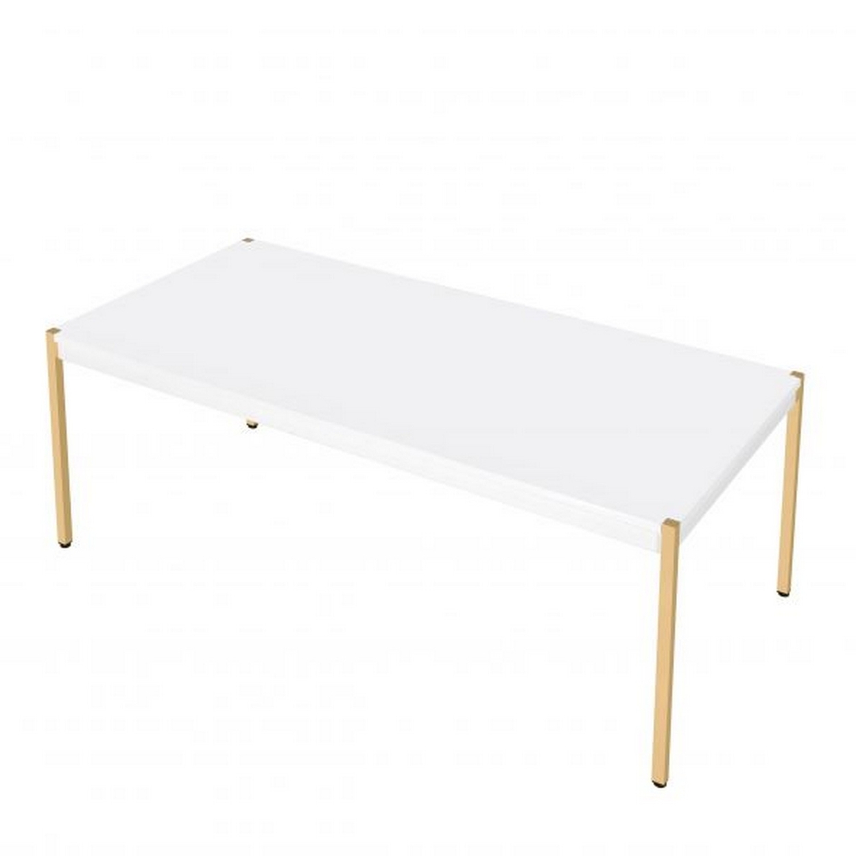 Coffee Table With Metal Tube Legs, White And Gold- Saltoro Sherpi