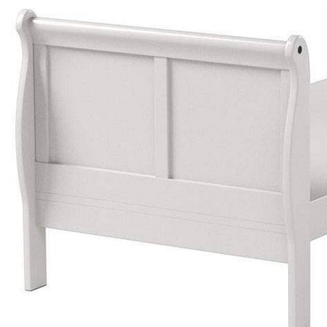 Sophisticated Contemporary Style Twin Size Sleigh Bed, White- Saltoro Sherpi