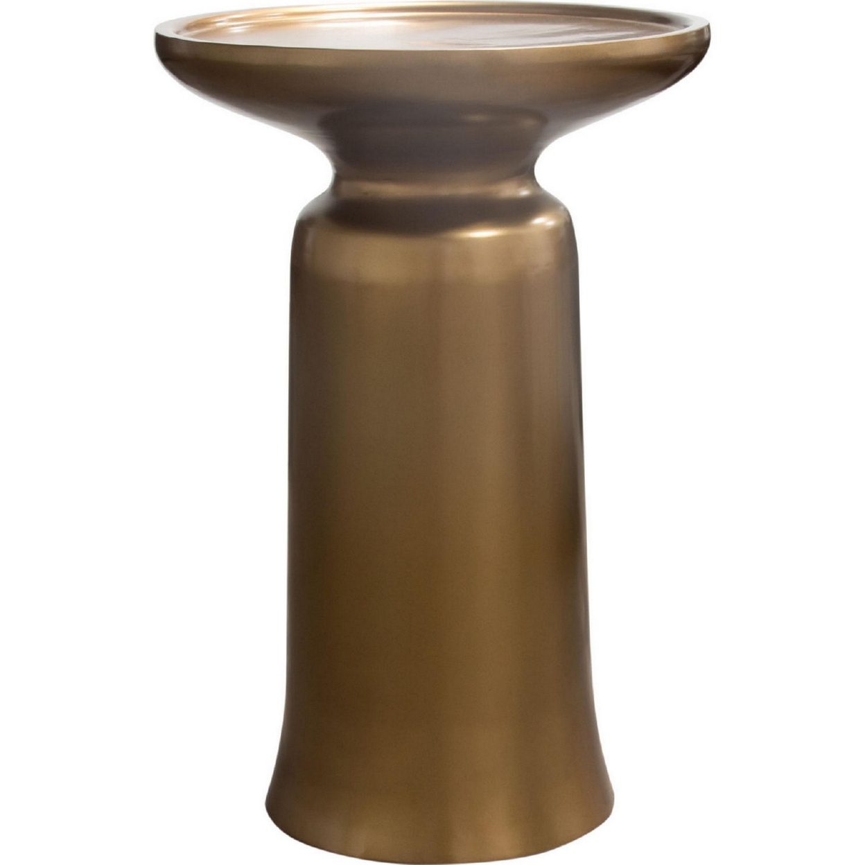 23 Inch Modern Accent Table, Matte Gold, Sculpted, Raised Tray Edges - Saltoro Sherpi