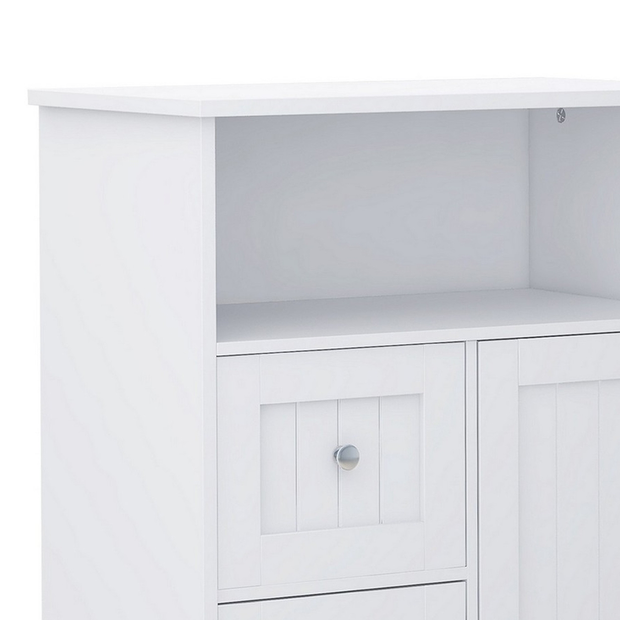 39 Inch Storage Cabinet With 3 Drawers, 1 Open Shelf, Crisp White Finish- Saltoro Sherpi