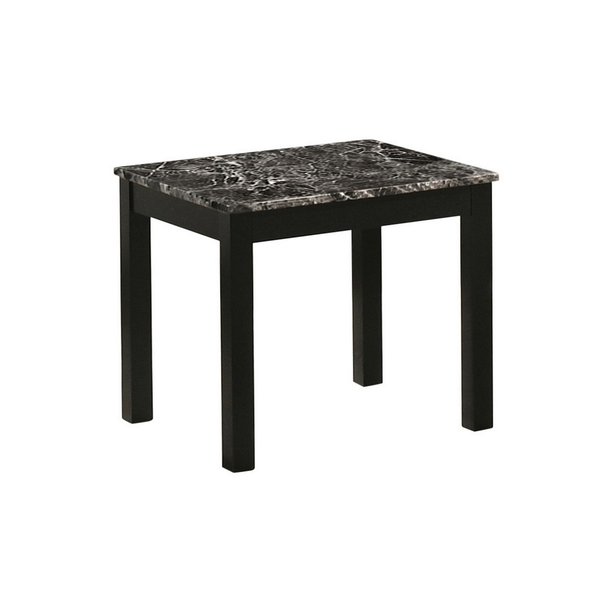 3 Piece Coffee Table And End Table Set, Faux Marble Surface, Black Motif- Saltoro Sherpi