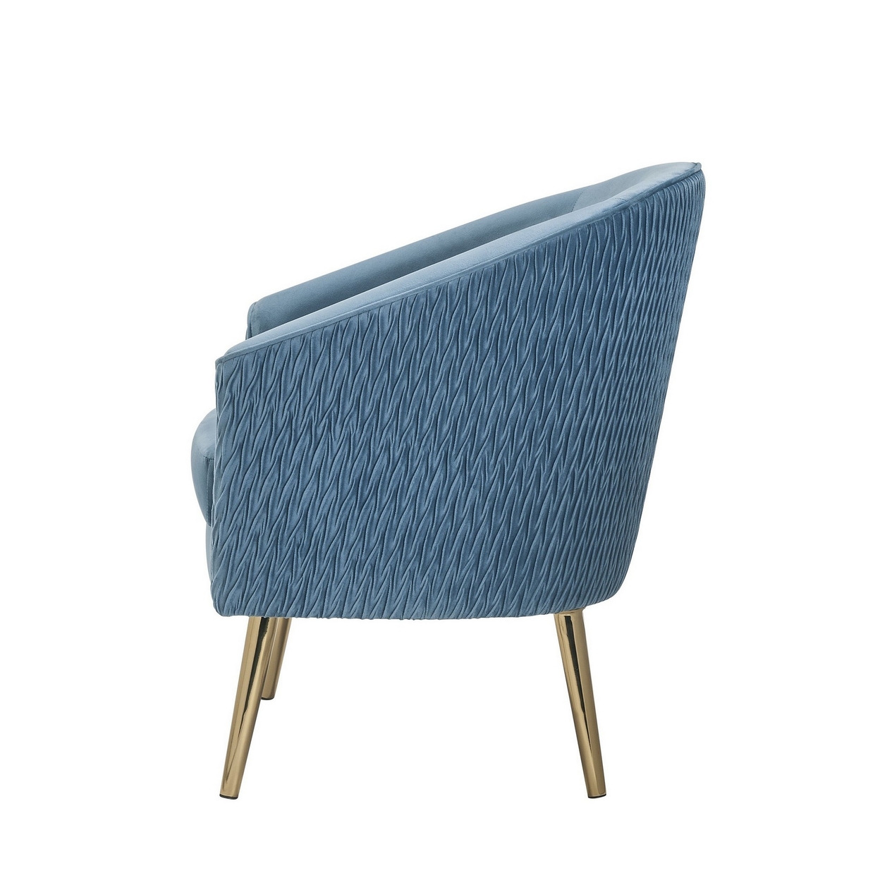 Accent Chair With Velvet Upholstery And Metal Legs, Blue- Saltoro Sherpi