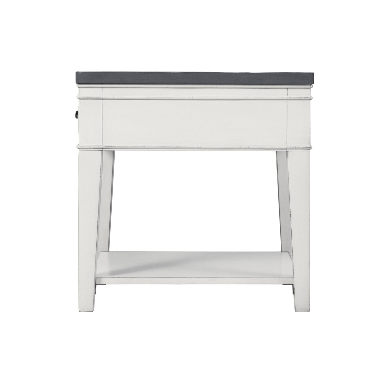 24 Inch Square End Table With 1 Drawer, White And Gray- Saltoro Sherpi