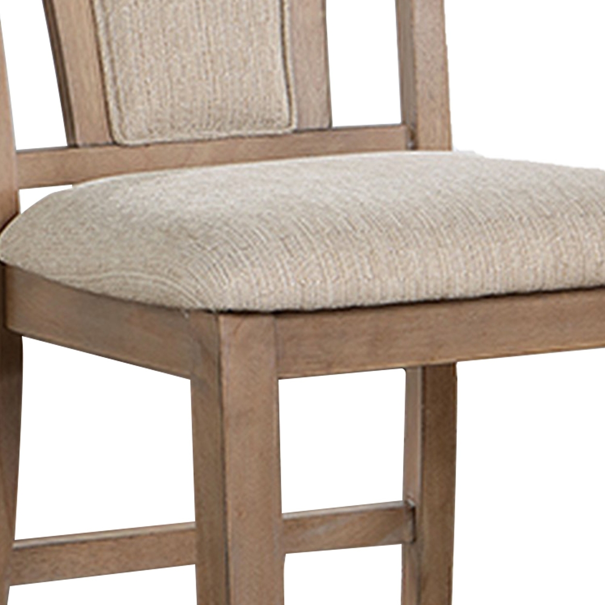 Mana 26 Inch Counter Height Chair, Set Of 2, Beige Fabric, Brown Frame- Saltoro Sherpi