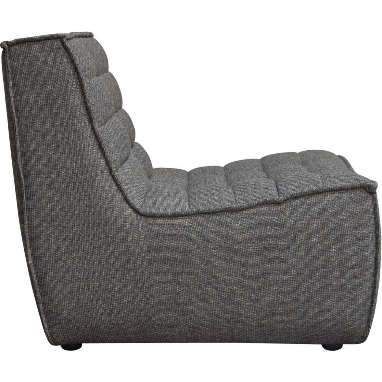 52 Inch Modern Armless Chair, Scooped Seat, Tufted, Modular, Smooth Gray- Saltoro Sherpi