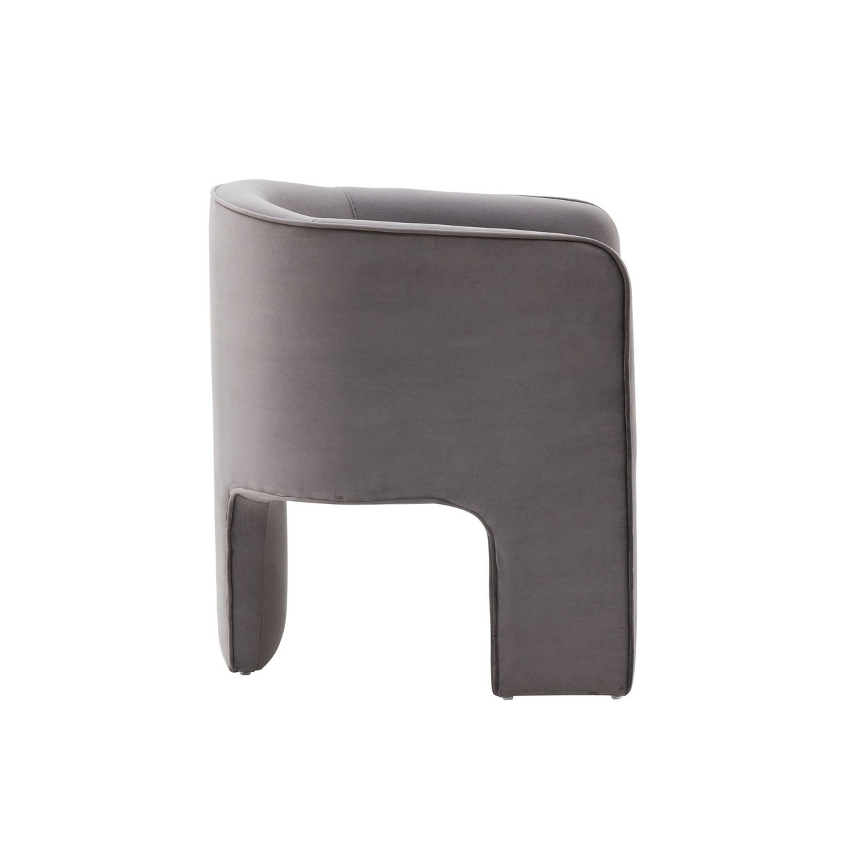 Cid Yen 24 Inch Accent Chair, Gray Velvet, Curved Back, 3 Legged Base - Saltoro Sherpi