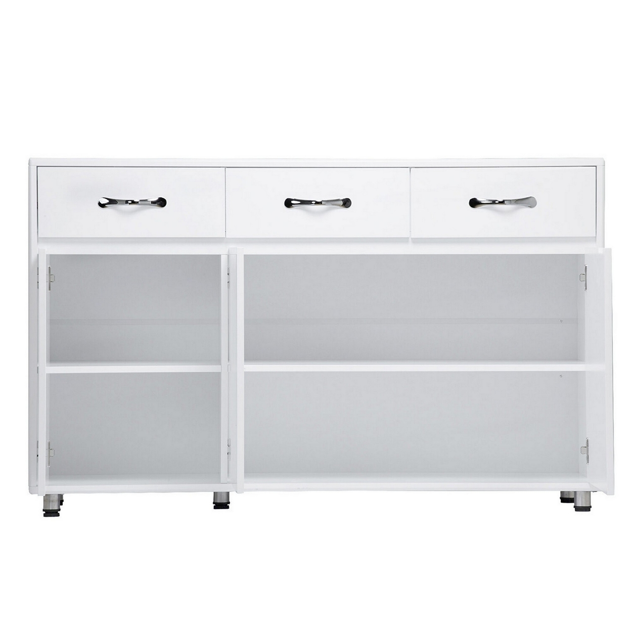 Jen 52 Inch Sideboard Buffet Console, 3 Drawers, 3 Cabinet Doors, White- Saltoro Sherpi
