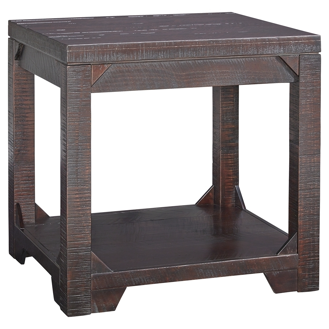 Rough Sawn Textured Wooden End Table With One Shelf, Brown- Saltoro Sherpi