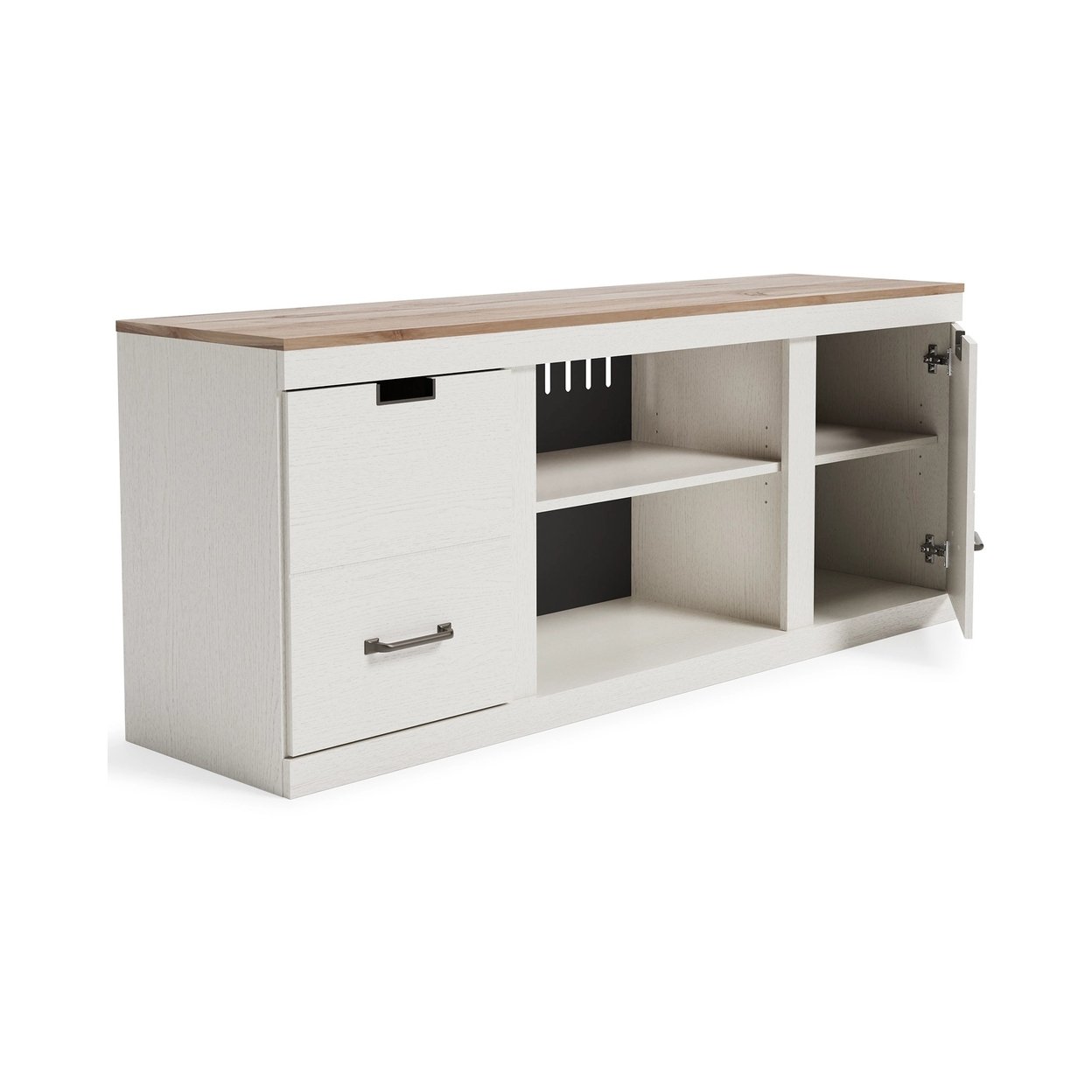 TV Stand With Fireplace And 4 Storage Drawers, White And Brown- Saltoro Sherpi