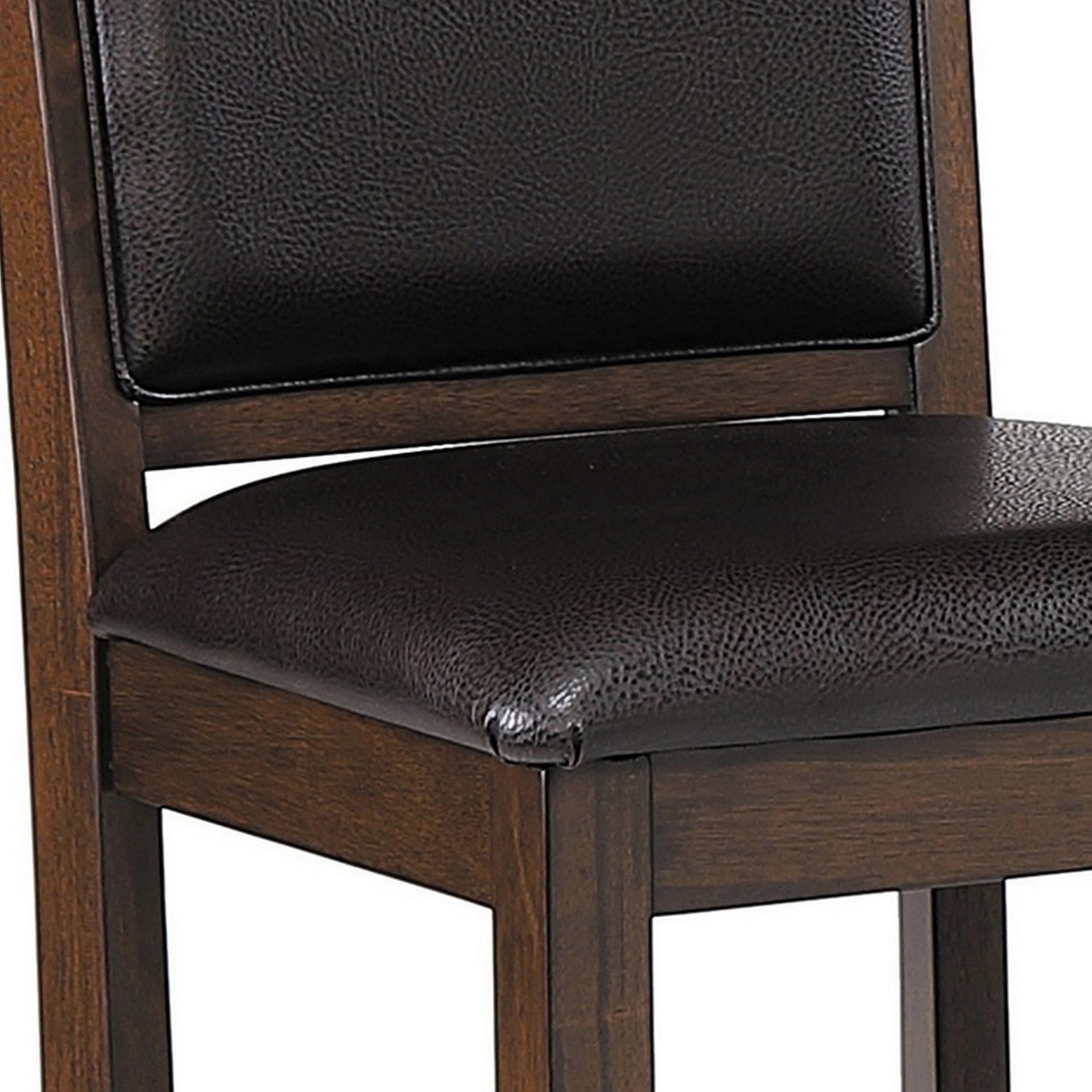 26 Inch Counter Height Chair, Set Of 2, Padded Back, Slender Legs, Brown- Saltoro Sherpi