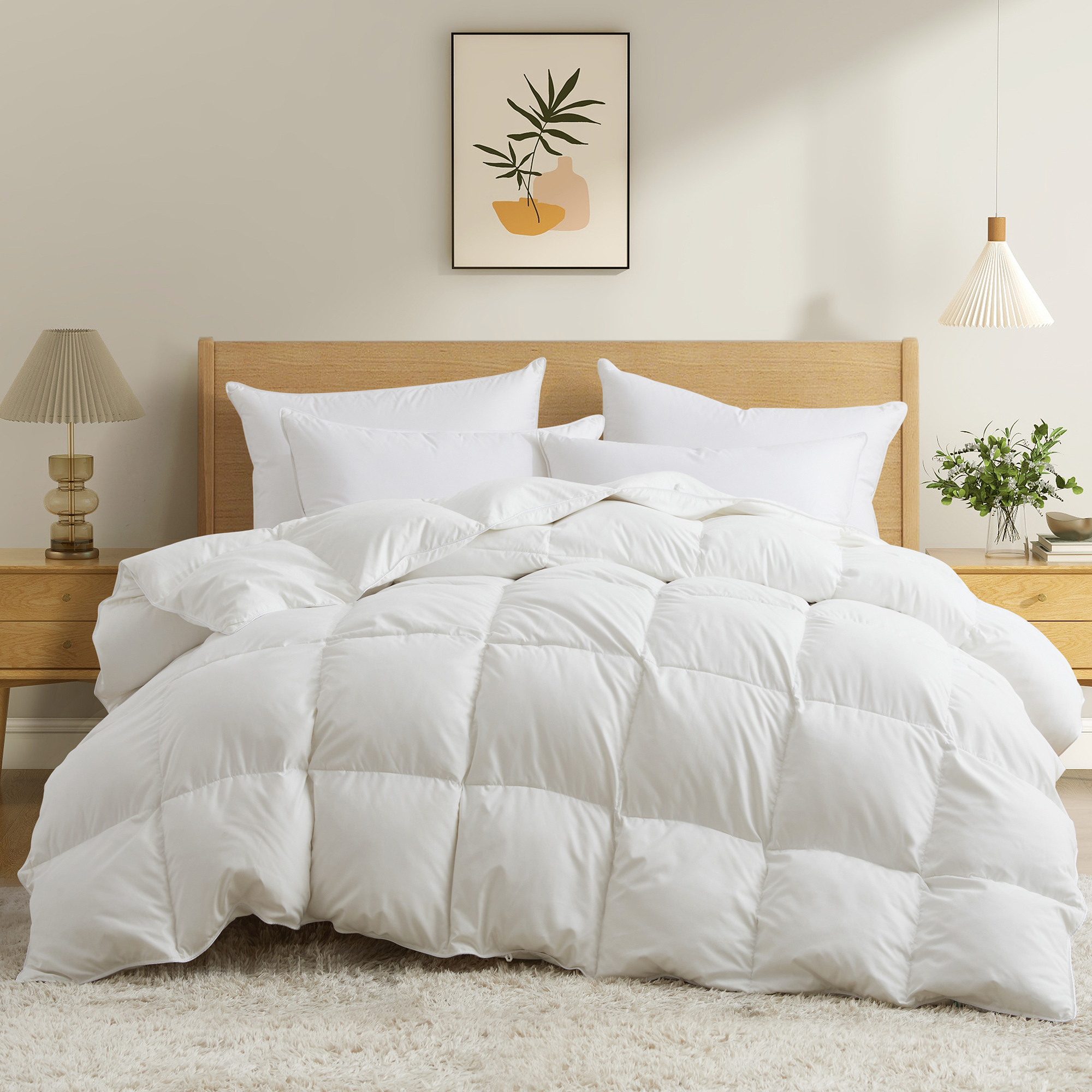 Extra Warmth Down Comforter For Winter, Heavy Weight Comforter Ultra Soft Quilted Duvet Insert With Corner Tabs - Full/Queen