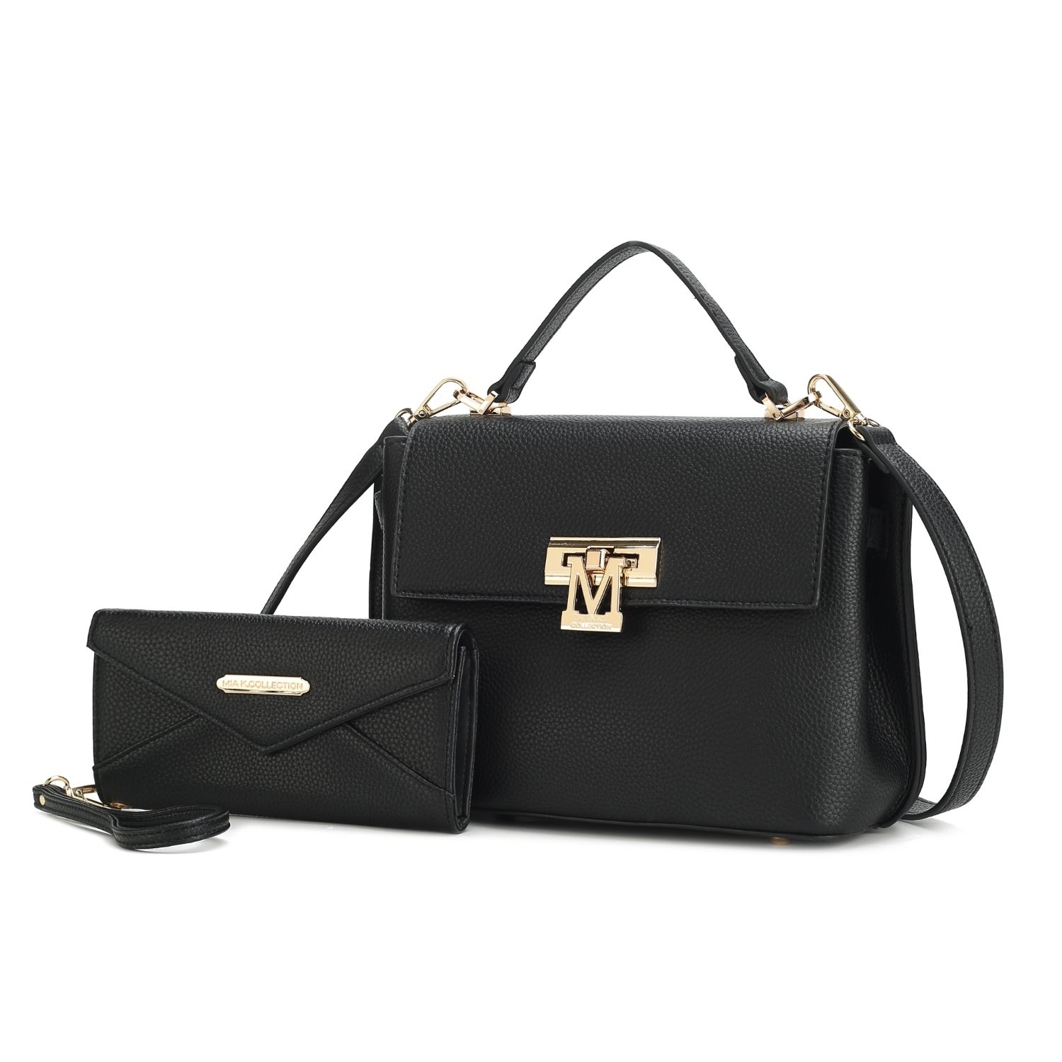 MKF Collection Hadley Vegan Leather Women's Satchel Bag With Wristlet Wallet - 2 Pieces By Mia K - Black