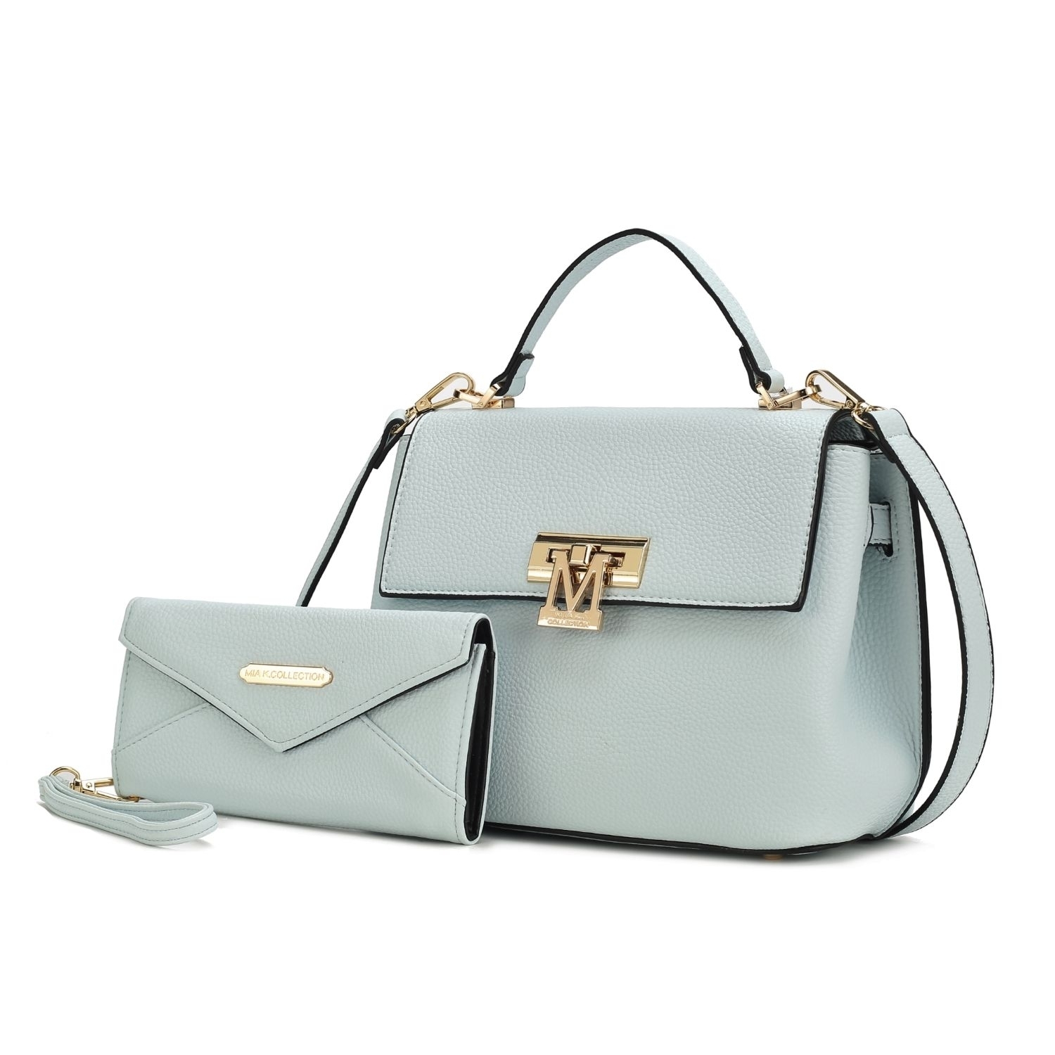 MKF Collection Hadley Vegan Leather Women's Satchel Bag With Wristlet Wallet - 2 Pieces By Mia K - Light Blue