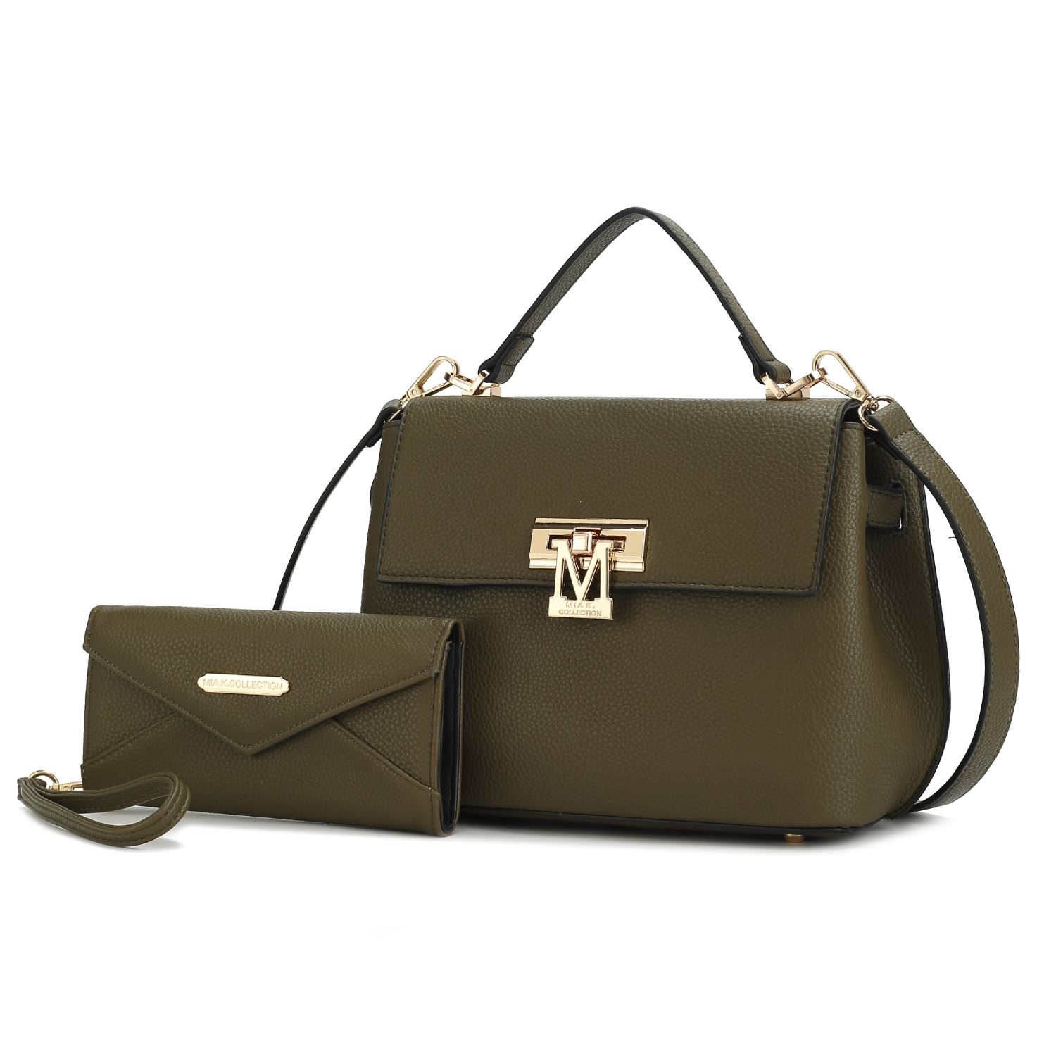 MKF Collection Hadley Vegan Leather Women's Satchel Bag With Wristlet Wallet - 2 Pieces By Mia K - Olive
