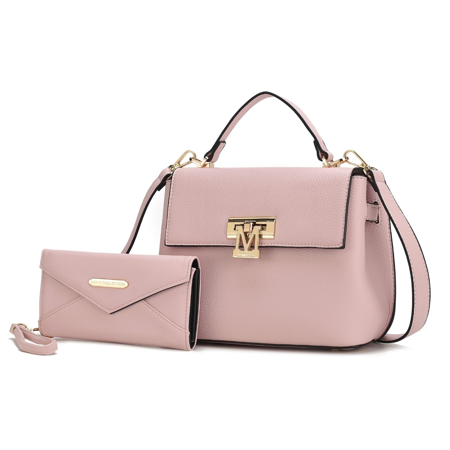 MKF Collection Hadley Vegan Leather Women's Satchel Bag With Wristlet Wallet - 2 Pieces By Mia K - Pink