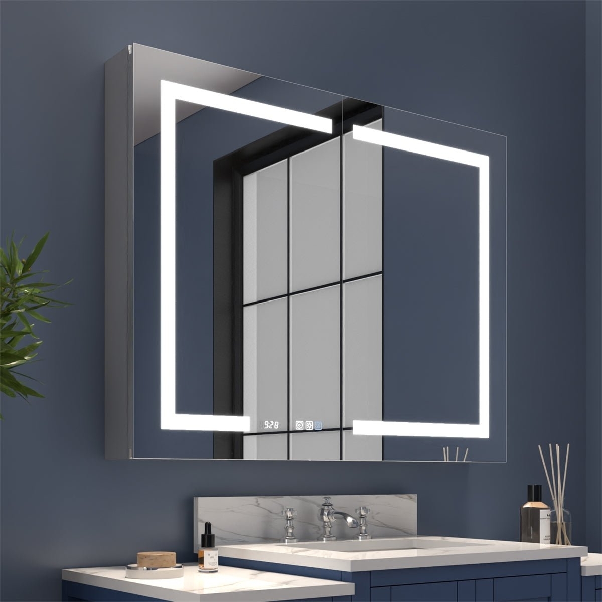 Boost-M2 40 W X 32 H Bathroom Light Medicine Cabinets With Vanity Mirror Recessed Or Surface
