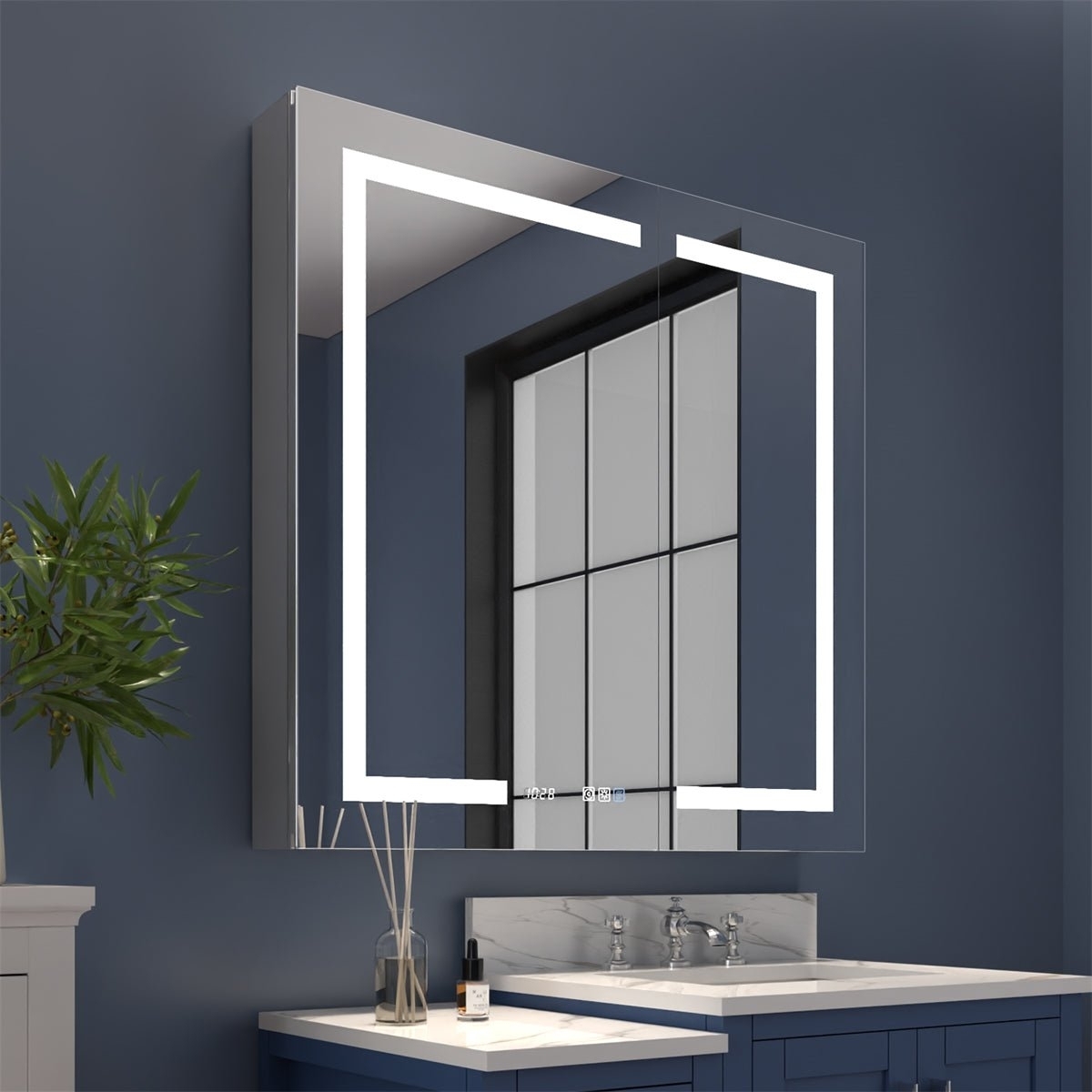 Boost-M2 36 W X 36 H Bathroom Light Medicine Cabinets With Vanity Mirror Recessed Or Surface